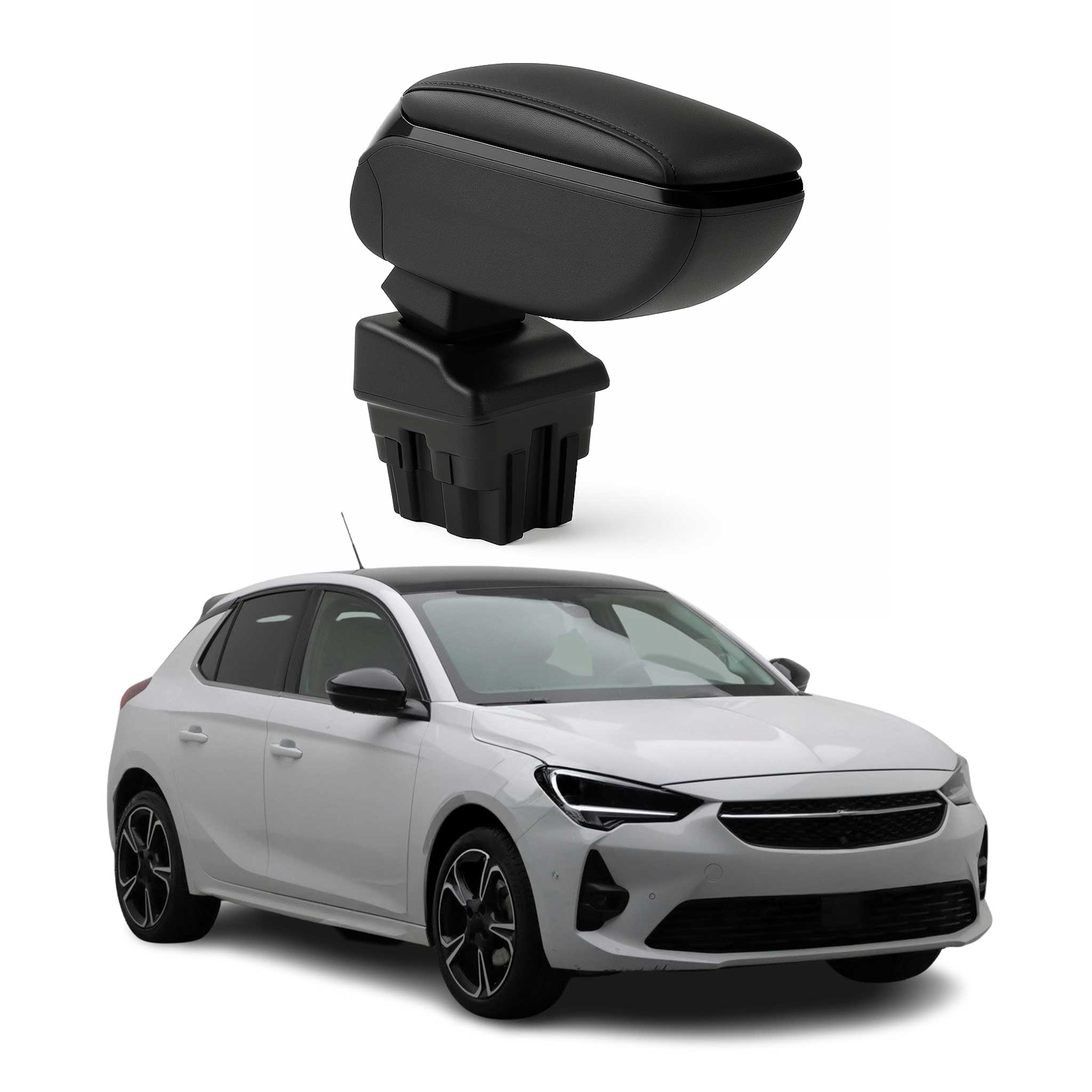 Negro Reposabrazos Consola para Opel Corsa F 2019-2026 Negro PU Cuero Plástico