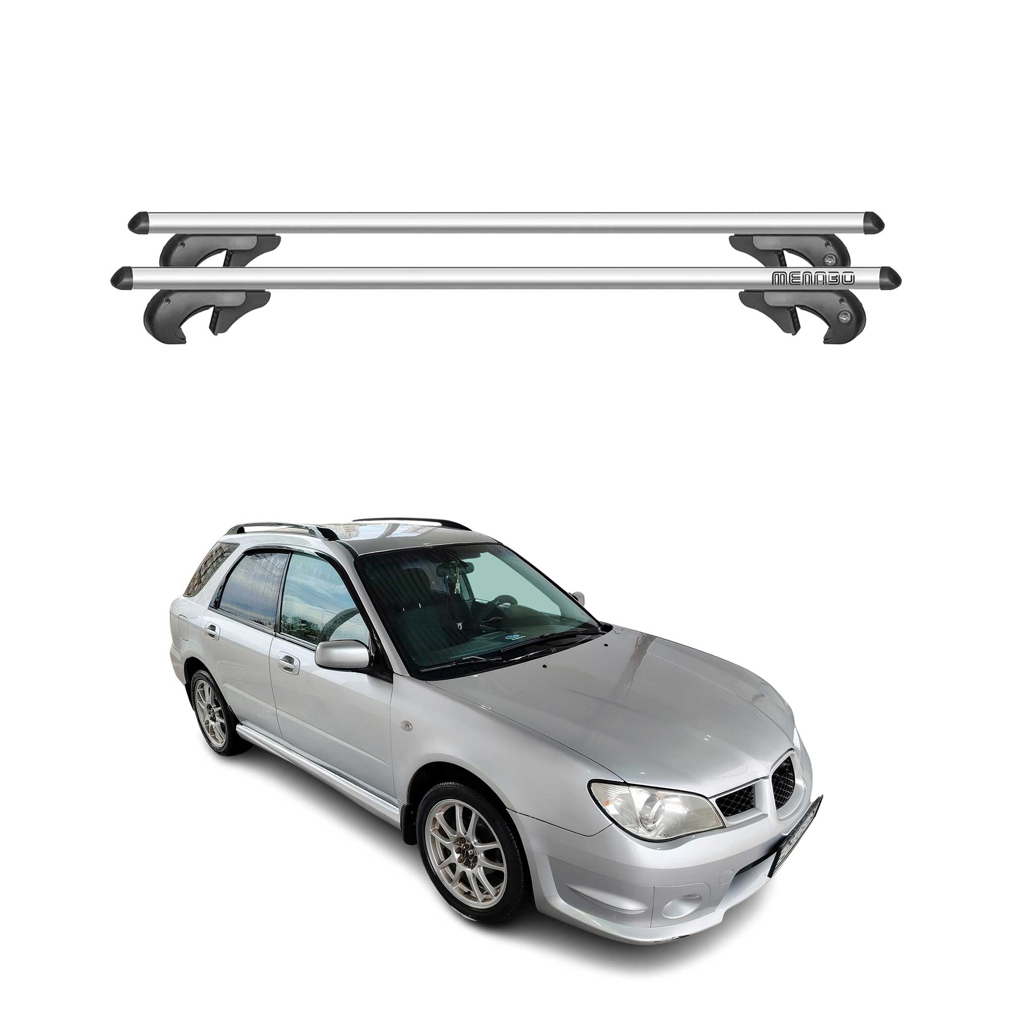 Menabo Barras de Techo Baca para Subaru Impreza 2000-2007 Gris Aluminio 2Pza