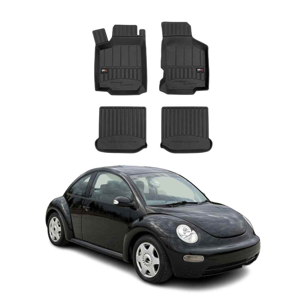 OMAC Premium Alfombrillas De Coche para Seat Leon 1999-2005 Negro TPE Goma 4Pza