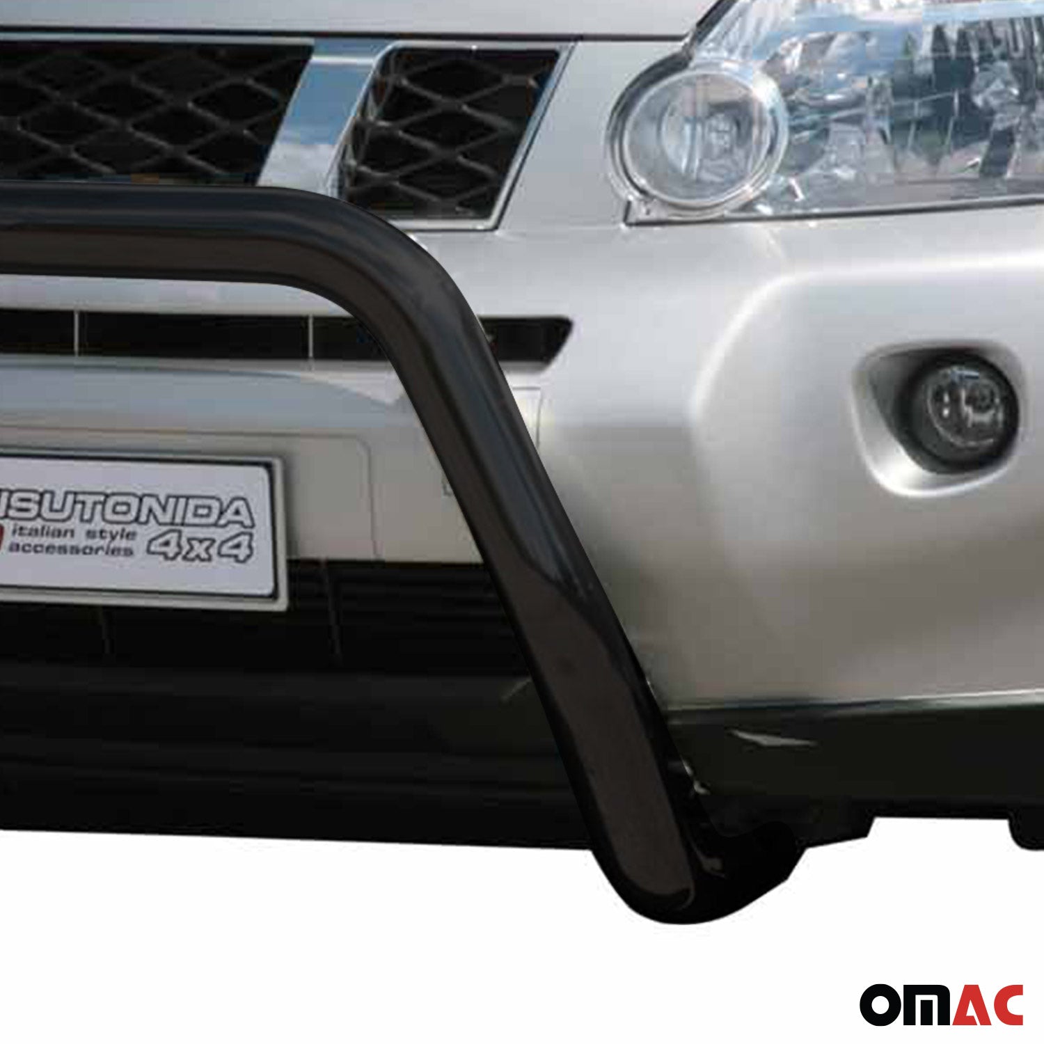 Bull Barra Frontal para Nissan X-Trail 2007-2010 Negro Brillante Acero