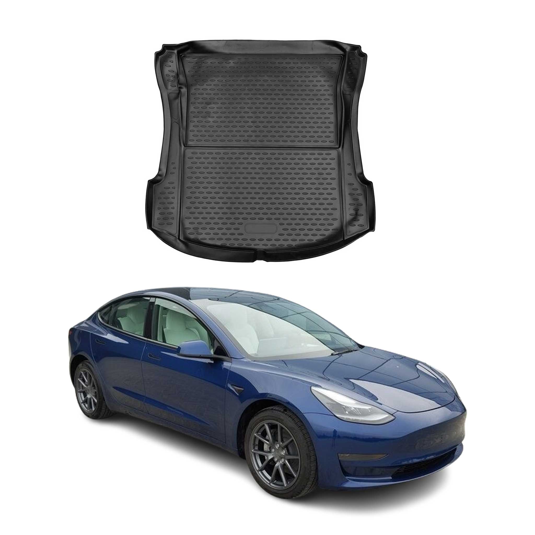 OMAC Bandeja Maletero Alfombrilla para Tesla Model 3 2017-2024 Negro Goma TPE