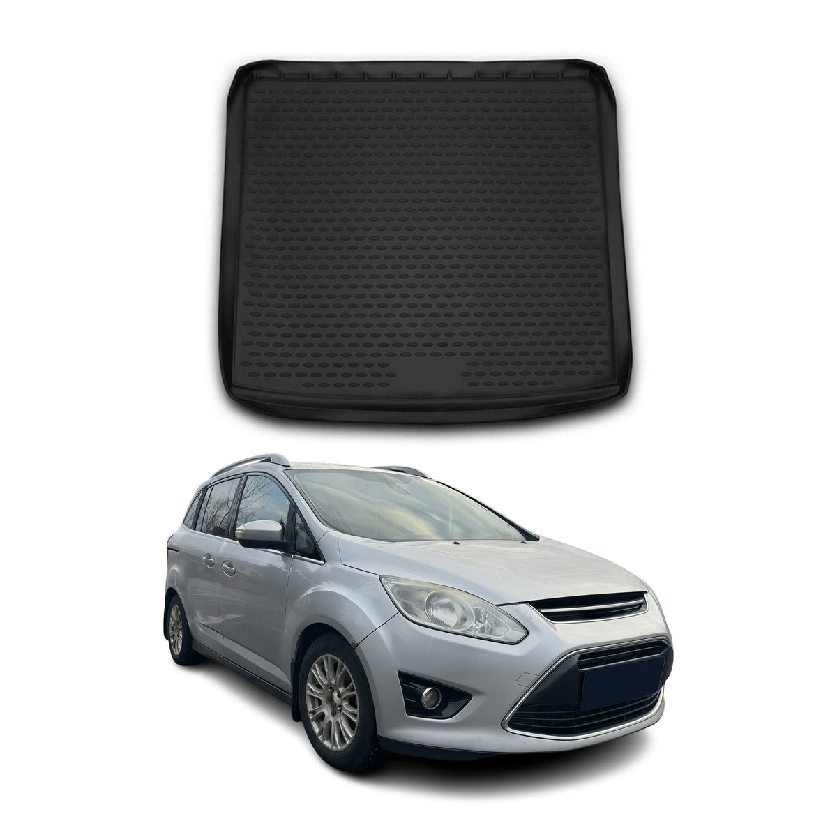 OMAC Bandeja Maletero Alfombrilla para Ford C-Max 2010-2019 Negro Goma TPE 1Pza