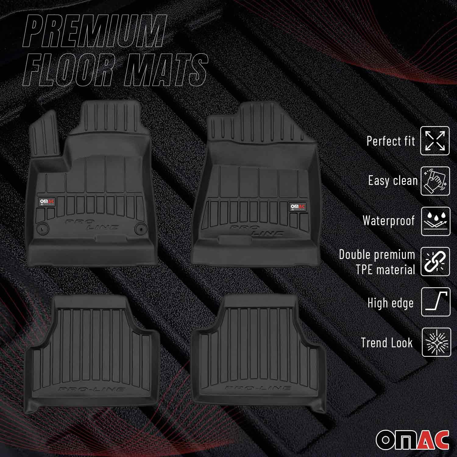 OMAC Premium Alfombrillas De Coche para Kia Soul EV 2020-2024 Negro TPE Goma 4x