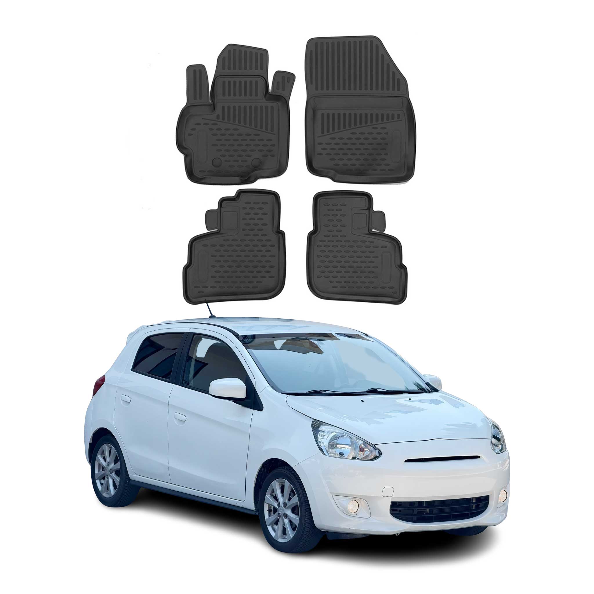 OMAC Alfombrillas De Coche para Mitsubishi Spacestar 2012-2018 Negro Goma TPE 4x