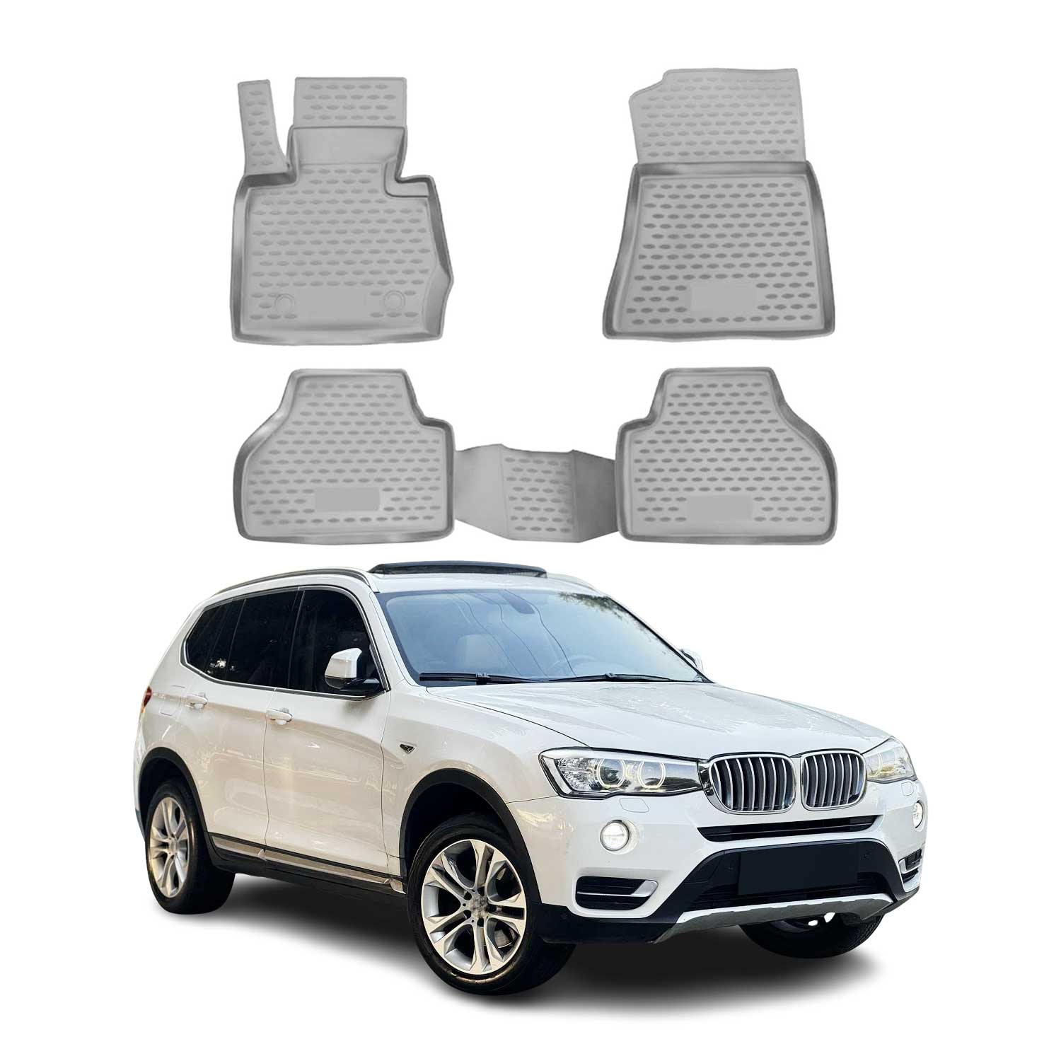 OMAC Alfombrillas De Coche para BMW X3 F25 2010-2017 Gris Goma TPE 4Pza