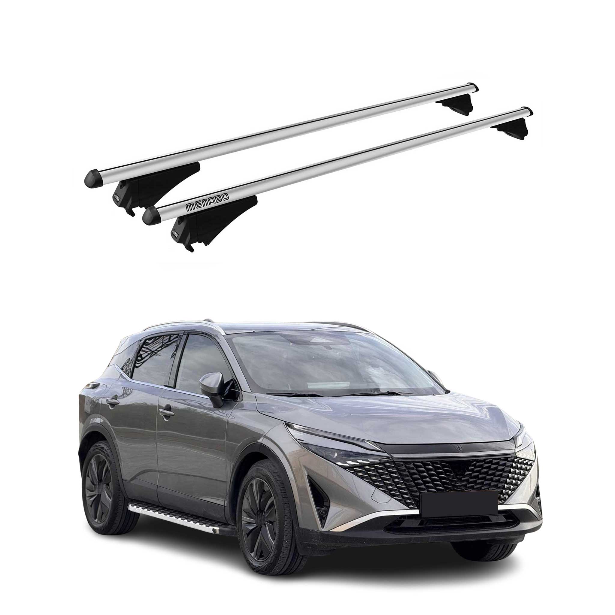 Menabo Barras de Techo Coche Baca para Nissan Qashqai 2021-2025 Gris Aluminio 2x