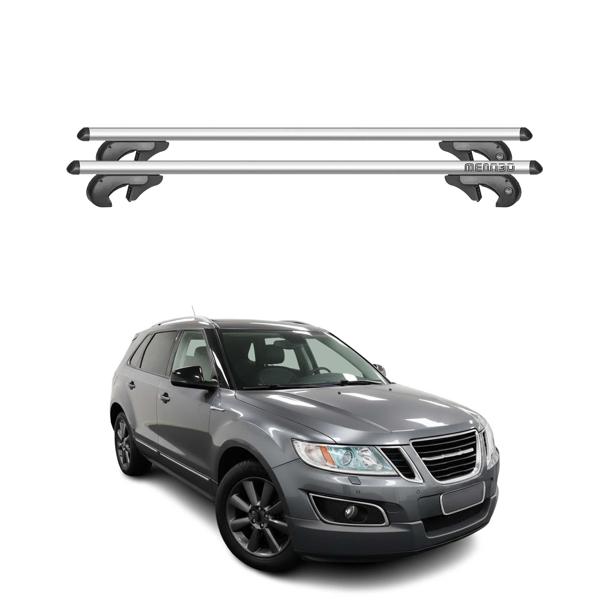 Menabo Barras de Techo Baca para Saab 9-4 X 2010-2011 Gris Aluminio 2Pza