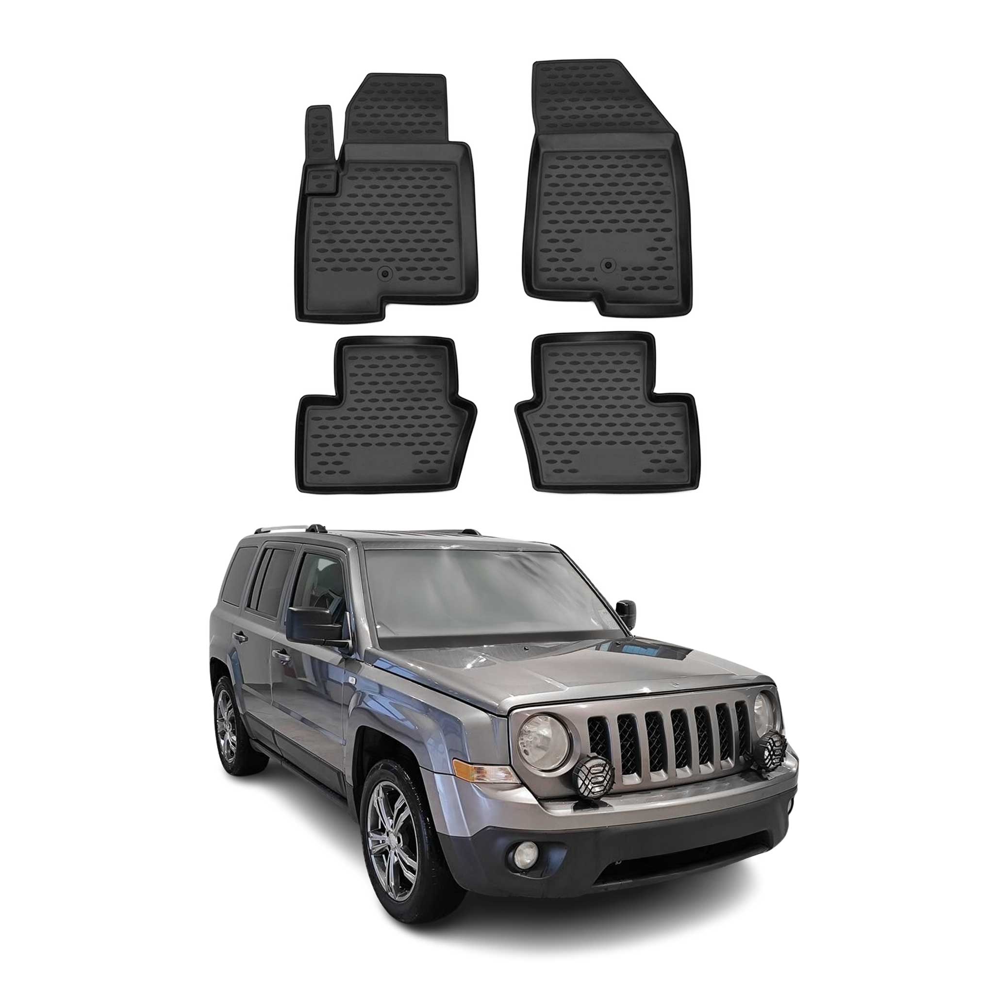 OMAC Alfombrillas De Coche para Jeep Patriot 2007-2017 Negro Goma TPE 4Pza