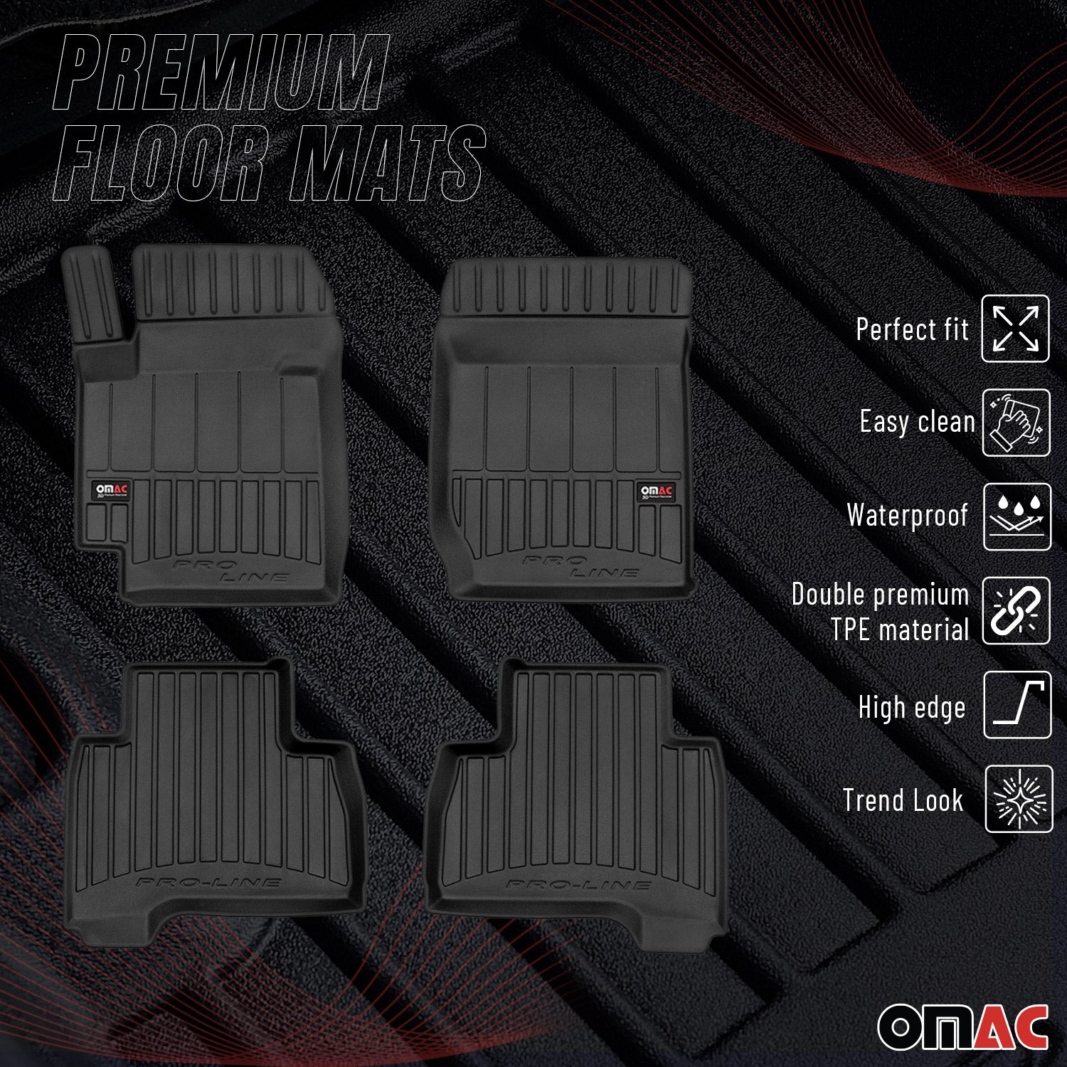 OMAC Premium Alfombrillas De Coche para Suzuki Grand Vitara 2005-2014 Goma 4x