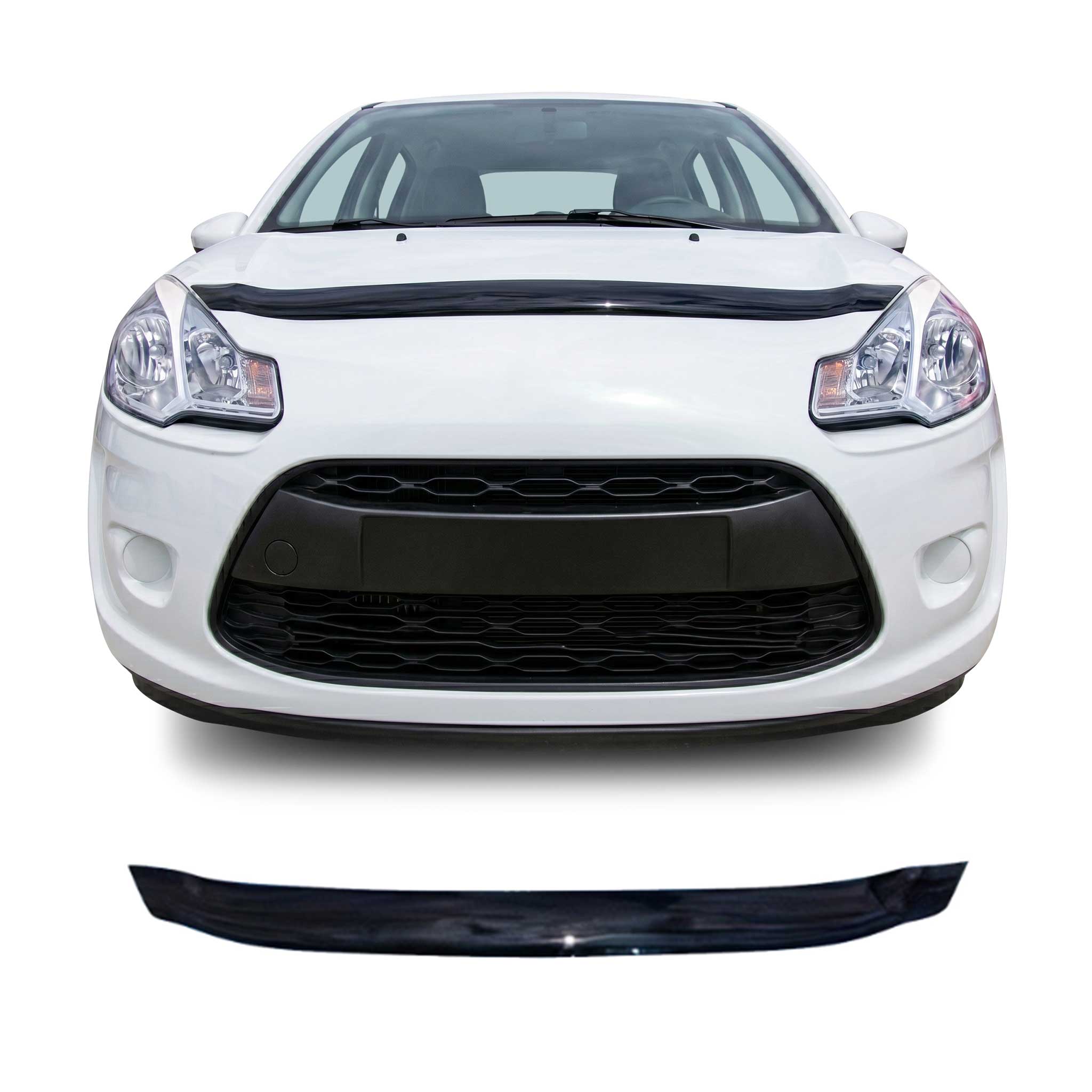 Deflector de Capó para Citroen C3 2010-2017 Hatchback Oscuro Brillante Acrílico