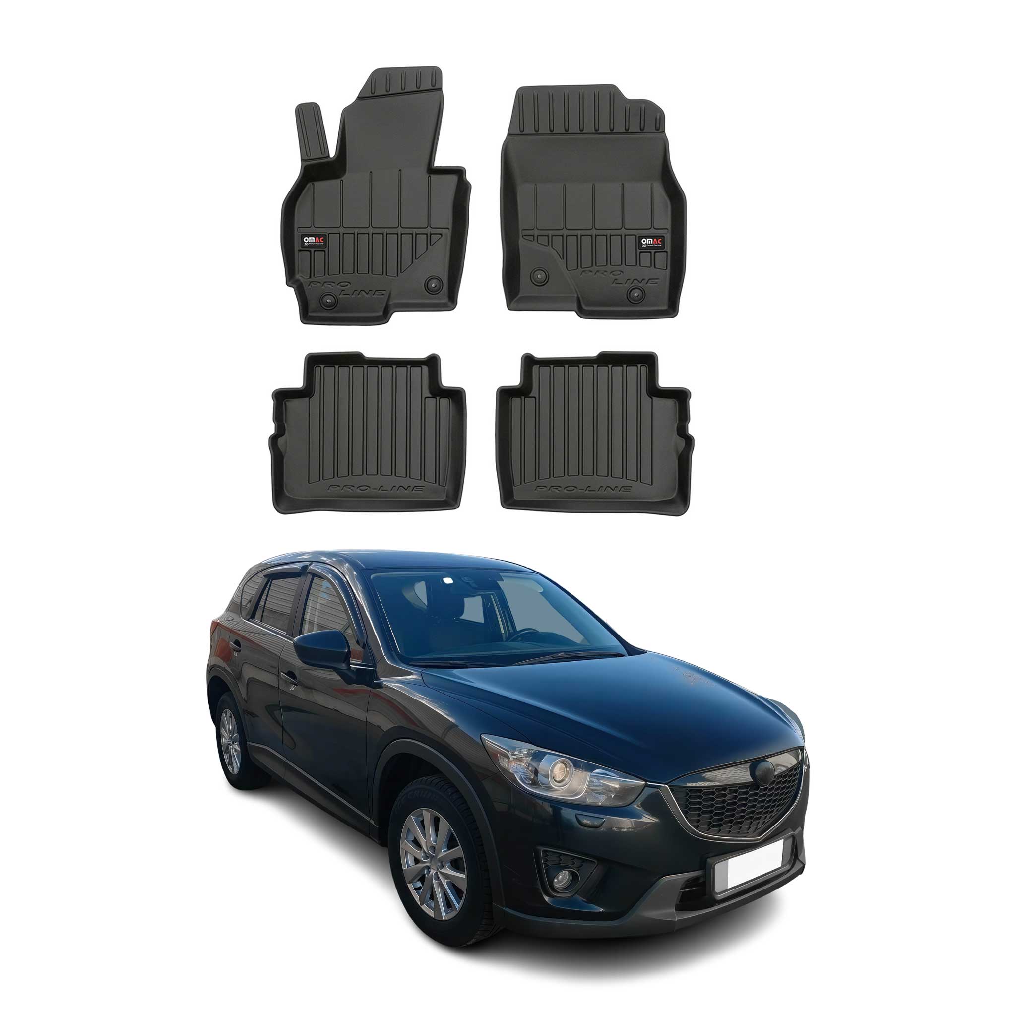 OMAC Premium Alfombrillas De Coche para Mazda CX-5 2012-2017 Negro TPE Goma 4Pza