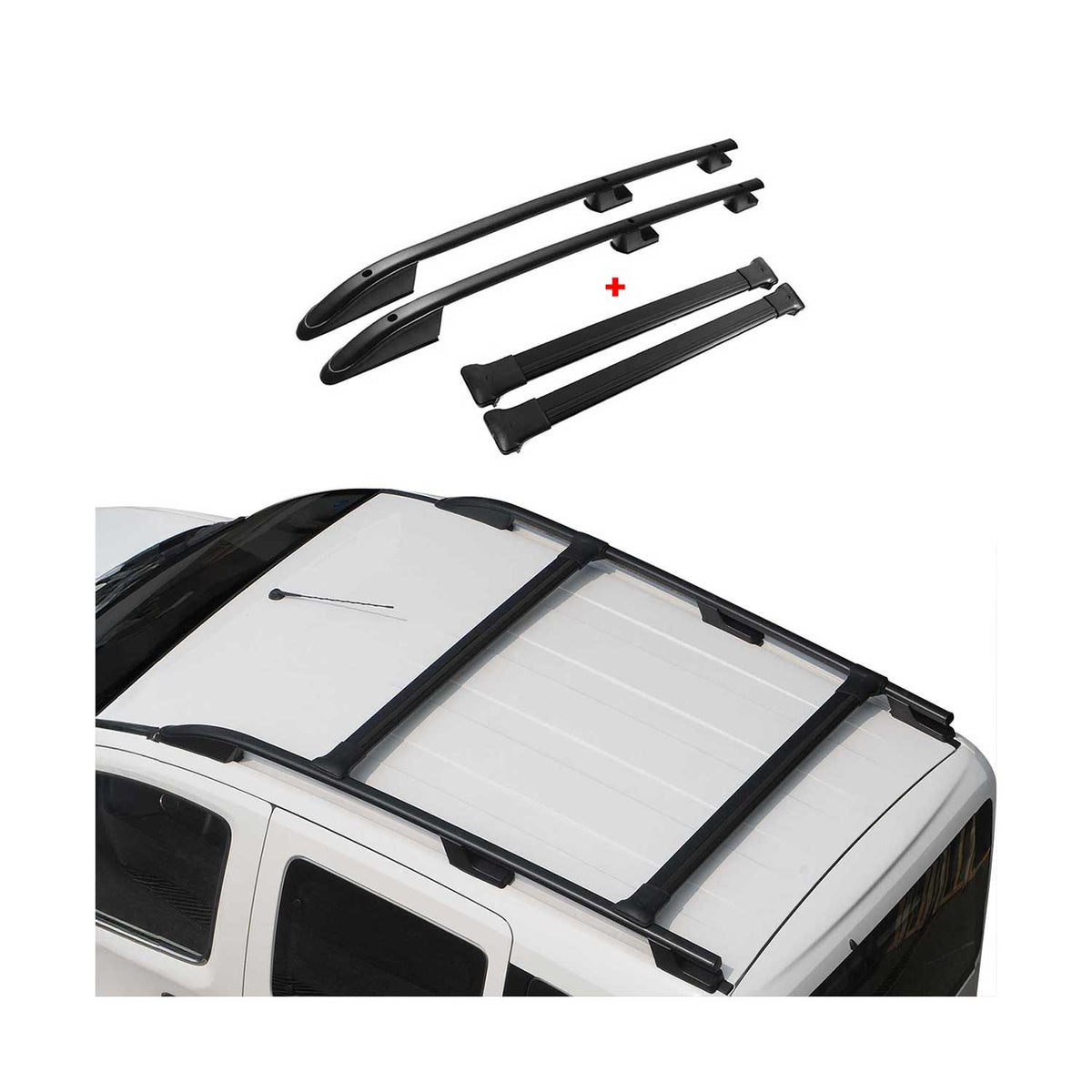 Rieles & Barras de Techo Coche para VW Amarok 2010-2024 Negro Aluminio 4Pza