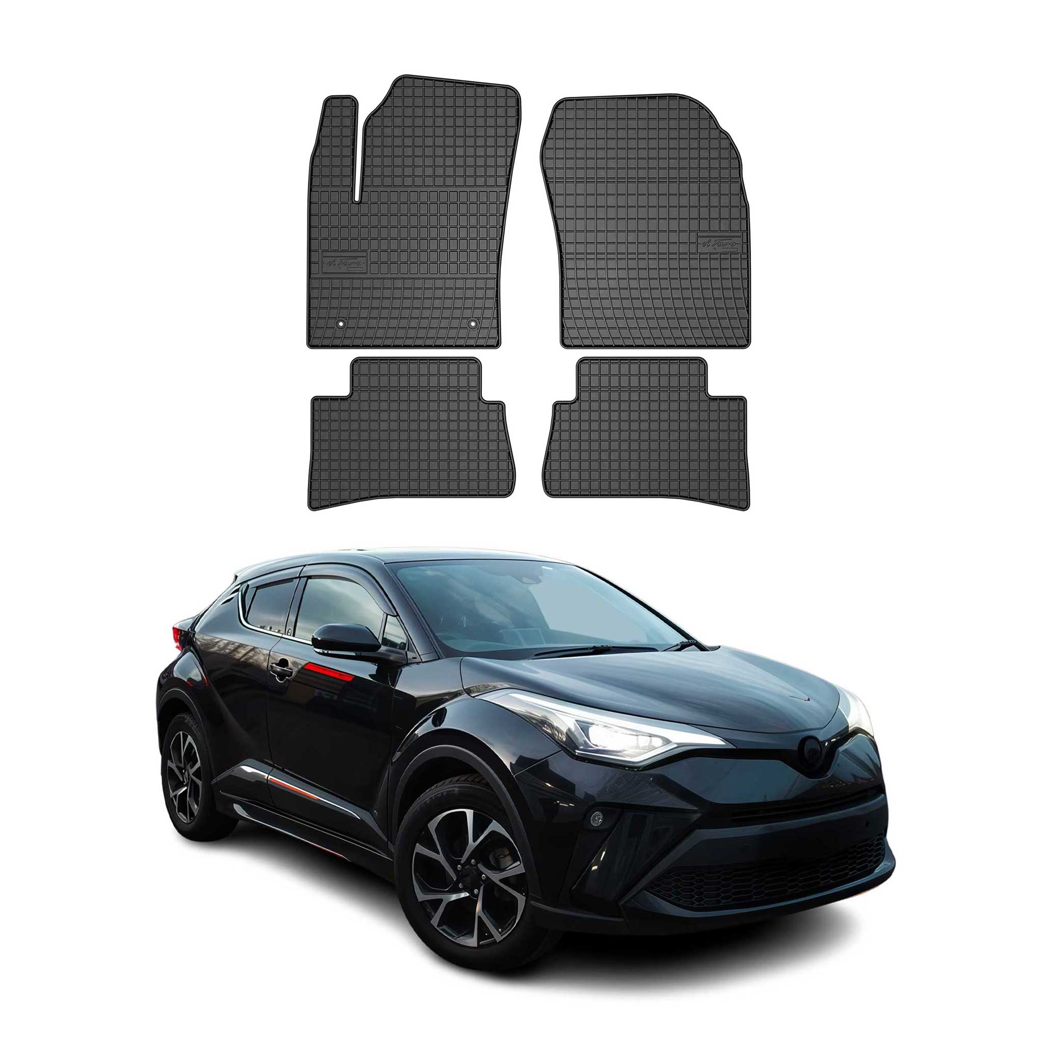 OMAC Alfombrillas De Coche para Toyota C-HR 2016-2023 Negro Goma 4Pza