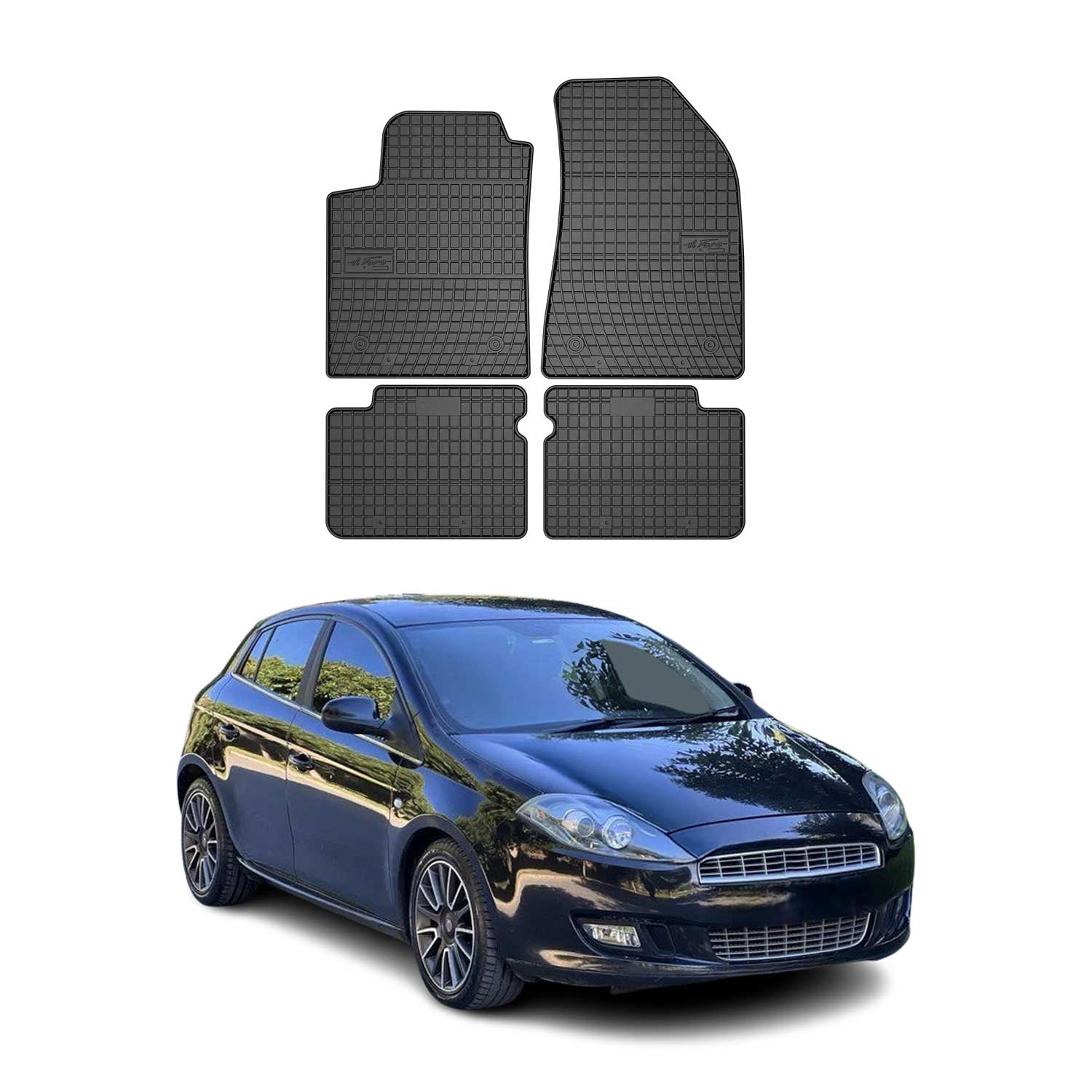 OMAC Alfombrillas De Coche para Fiat Bravo 2007-2014 Negro Goma 4Pza