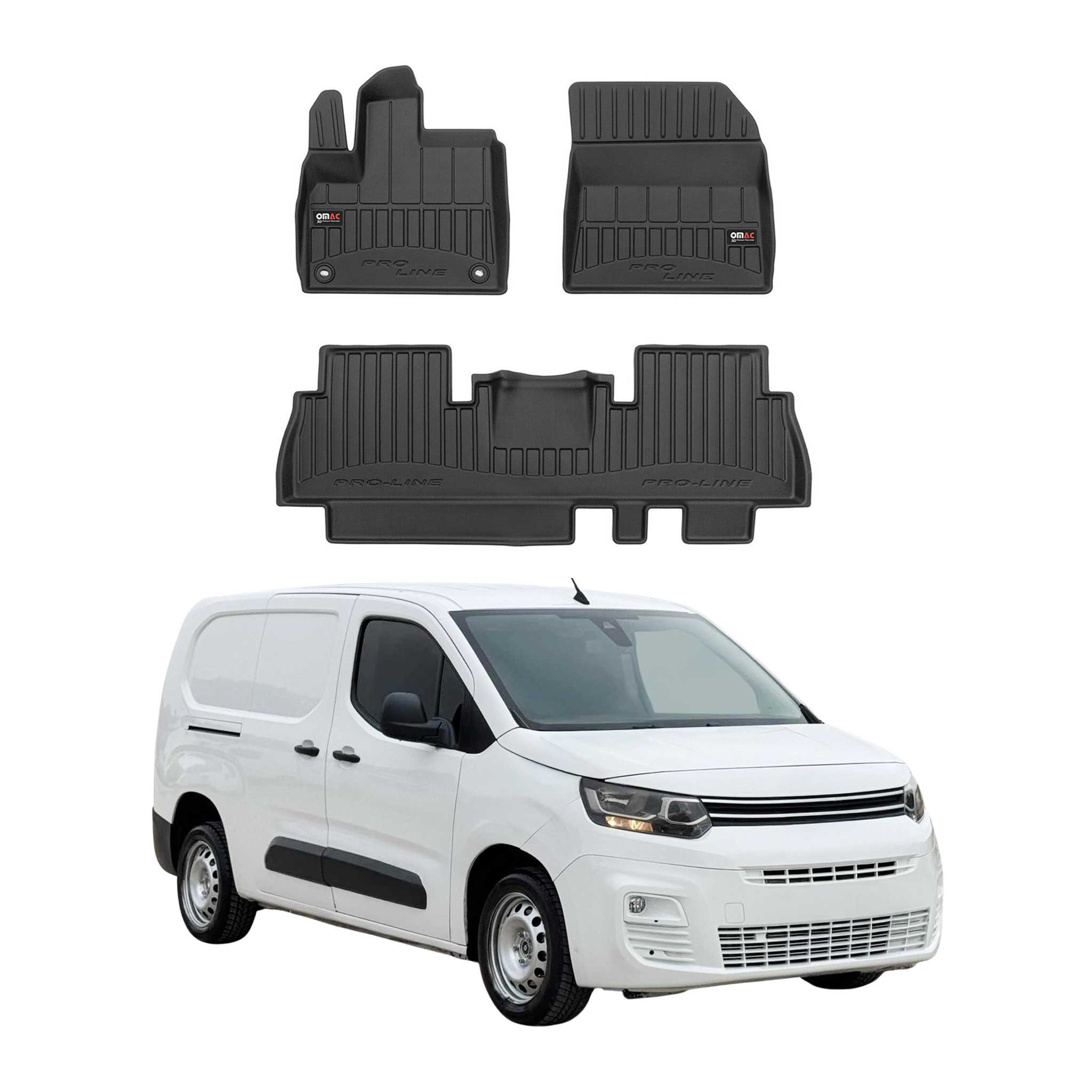 OMAC Premium Alfombrillas De Coche para Citroen Berlingo 2018-2025 TPE Goma 3x