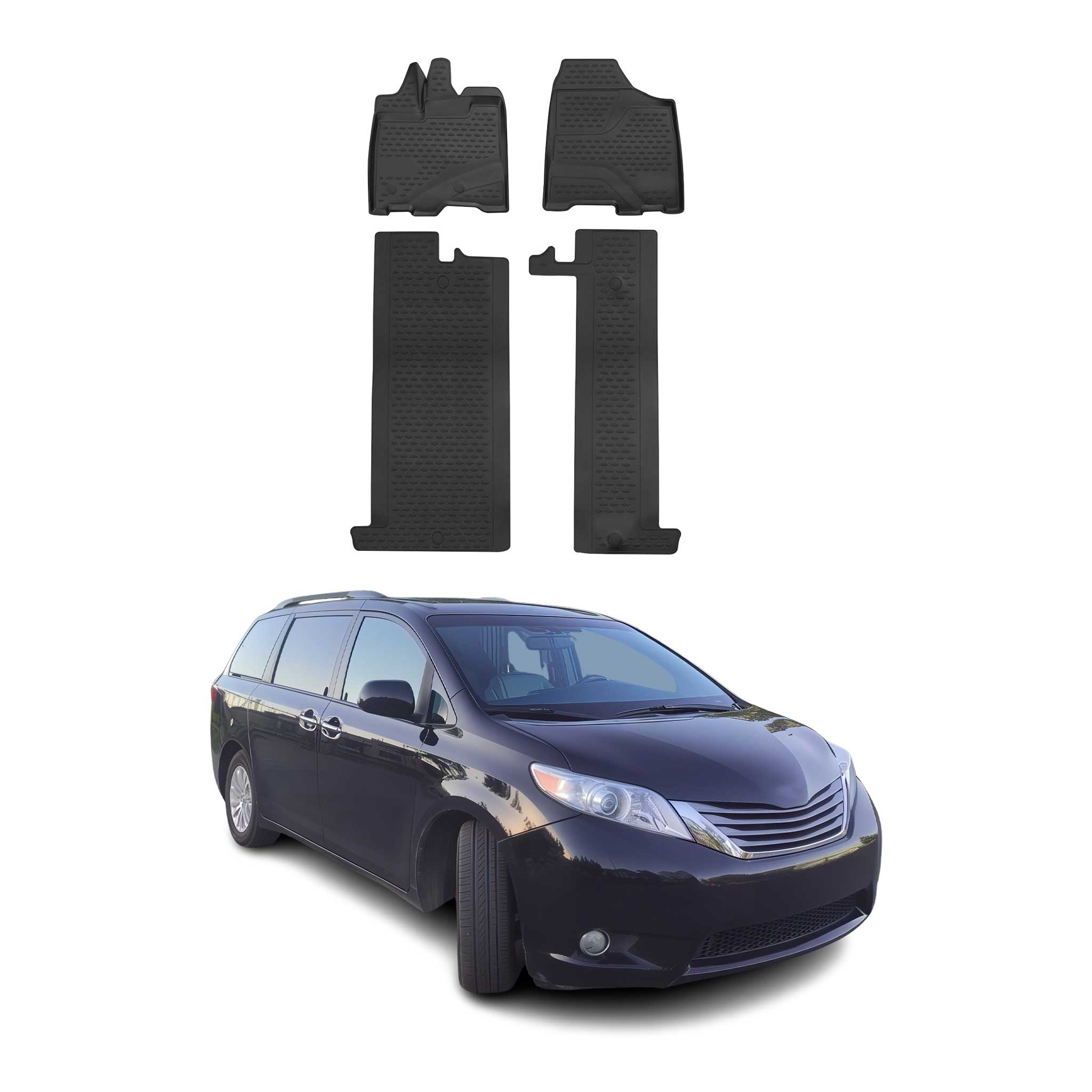 OMAC Alfombrillas De Coche para Toyota Sienna 2011-2018 Negro Goma TPE 4Pza