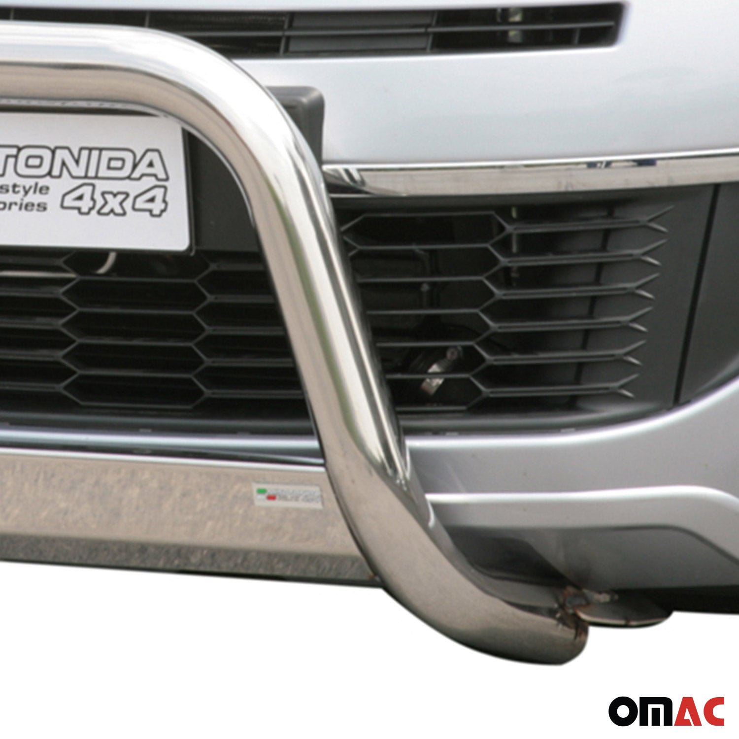 Bull Barra Frontal para Citroen C-Crosser 2008-2012 Plata Brillante Acero 1Pza