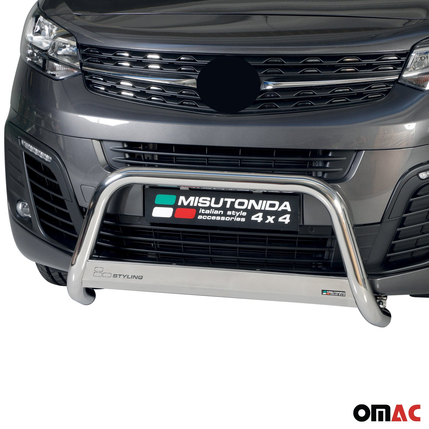 Bull Barra Frontal para Opel Zafira Life 2020-2025 Plata Brillante Acero 1Pza