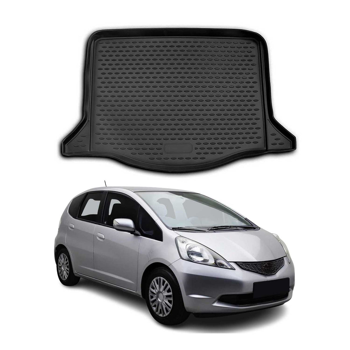 OMAC Bandeja Maletero Alfombrilla para Honda Jazz 2008-2015 Negro Goma TPE 1Pza