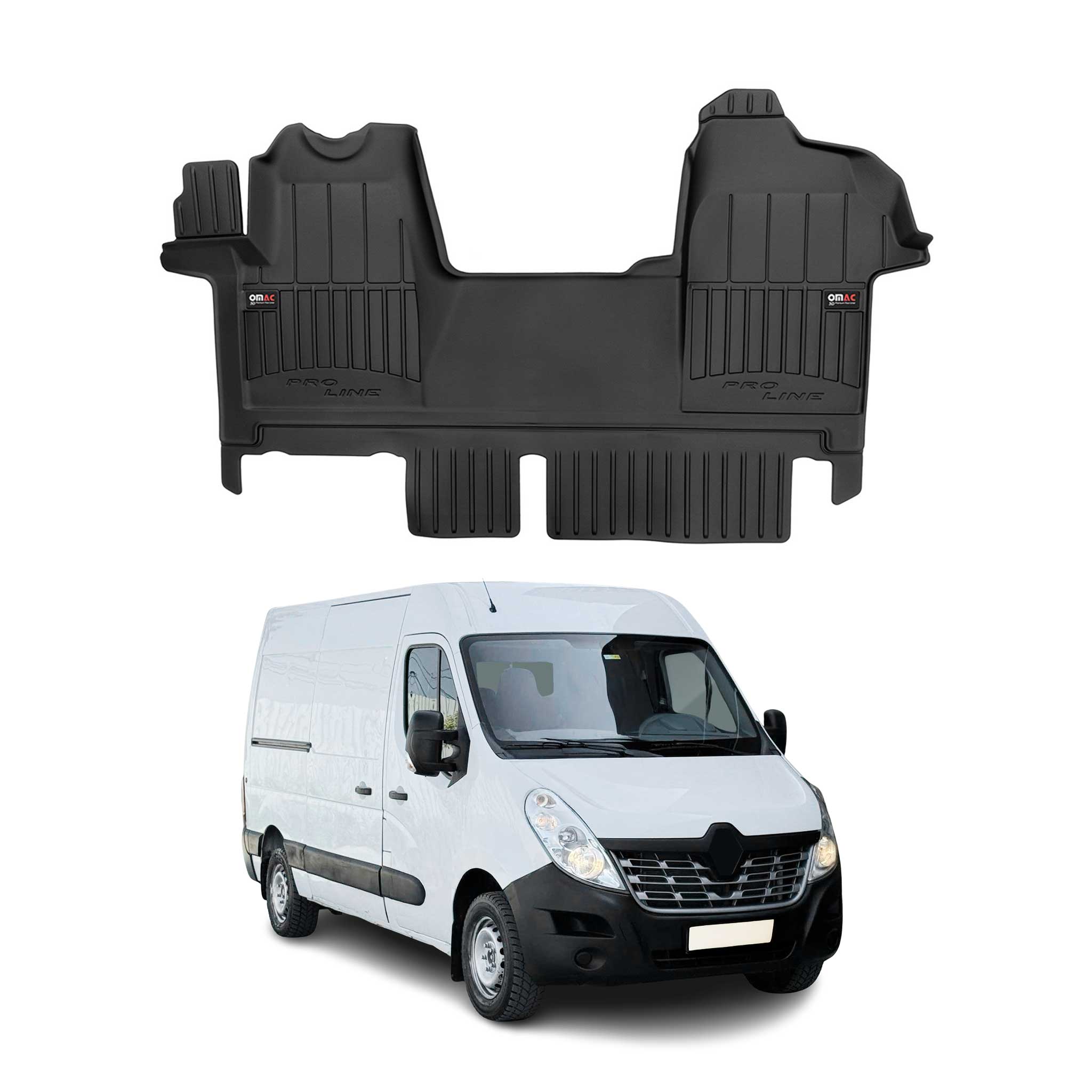 OMAC Premium Alfombrillas De Coche para Opel Movano B 2010-2022 Negro TPE Goma
