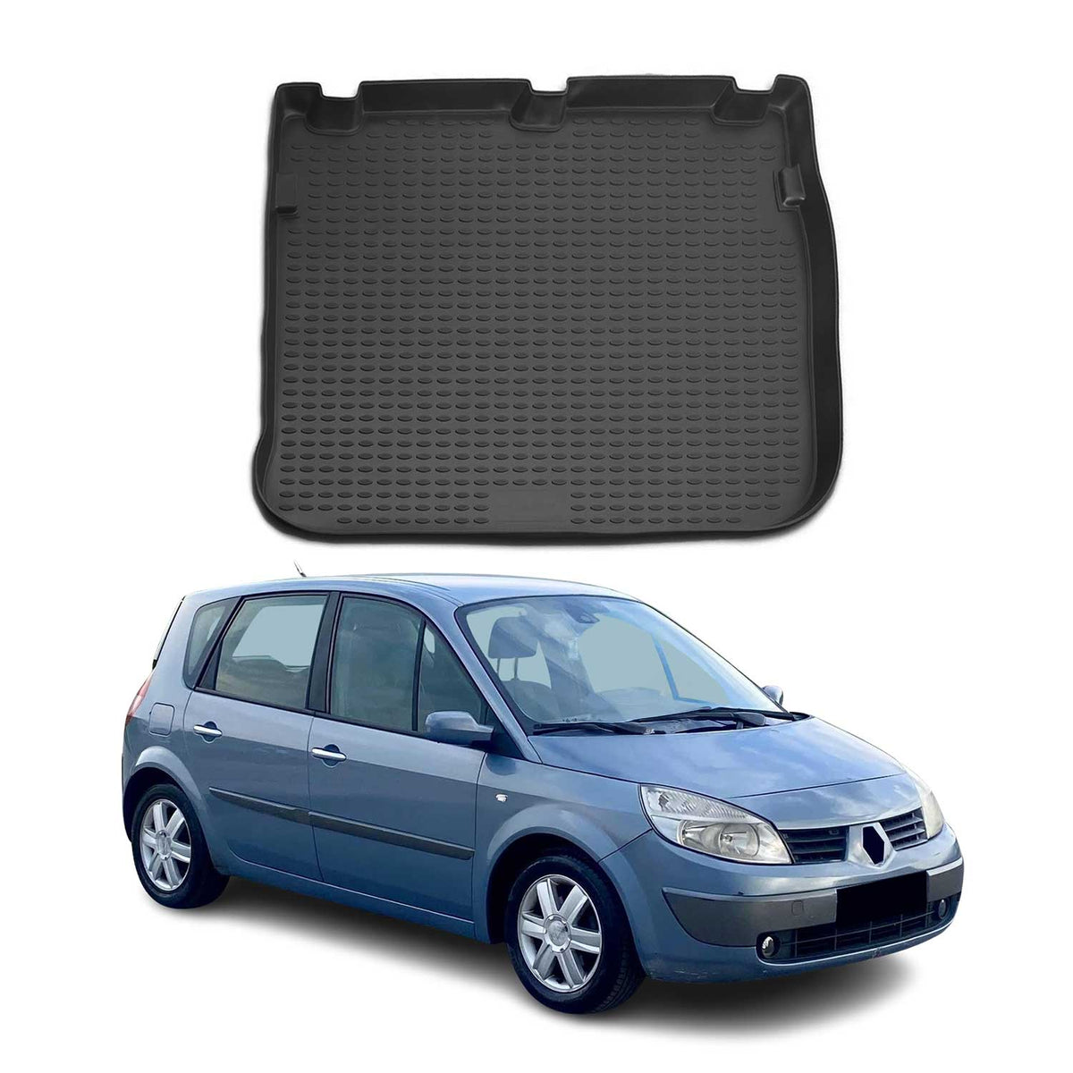 OMAC Bandeja Maletero Alfombrilla para Renault Scenic 2003-2010 Negro Goma TPE