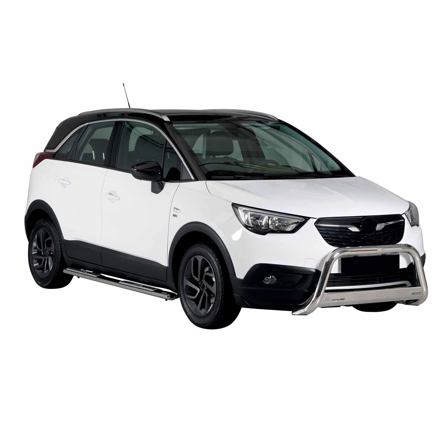 Par de Estribos Barras Laterales para Opel Crossland X 2017-2025 Plata Acero 2x
