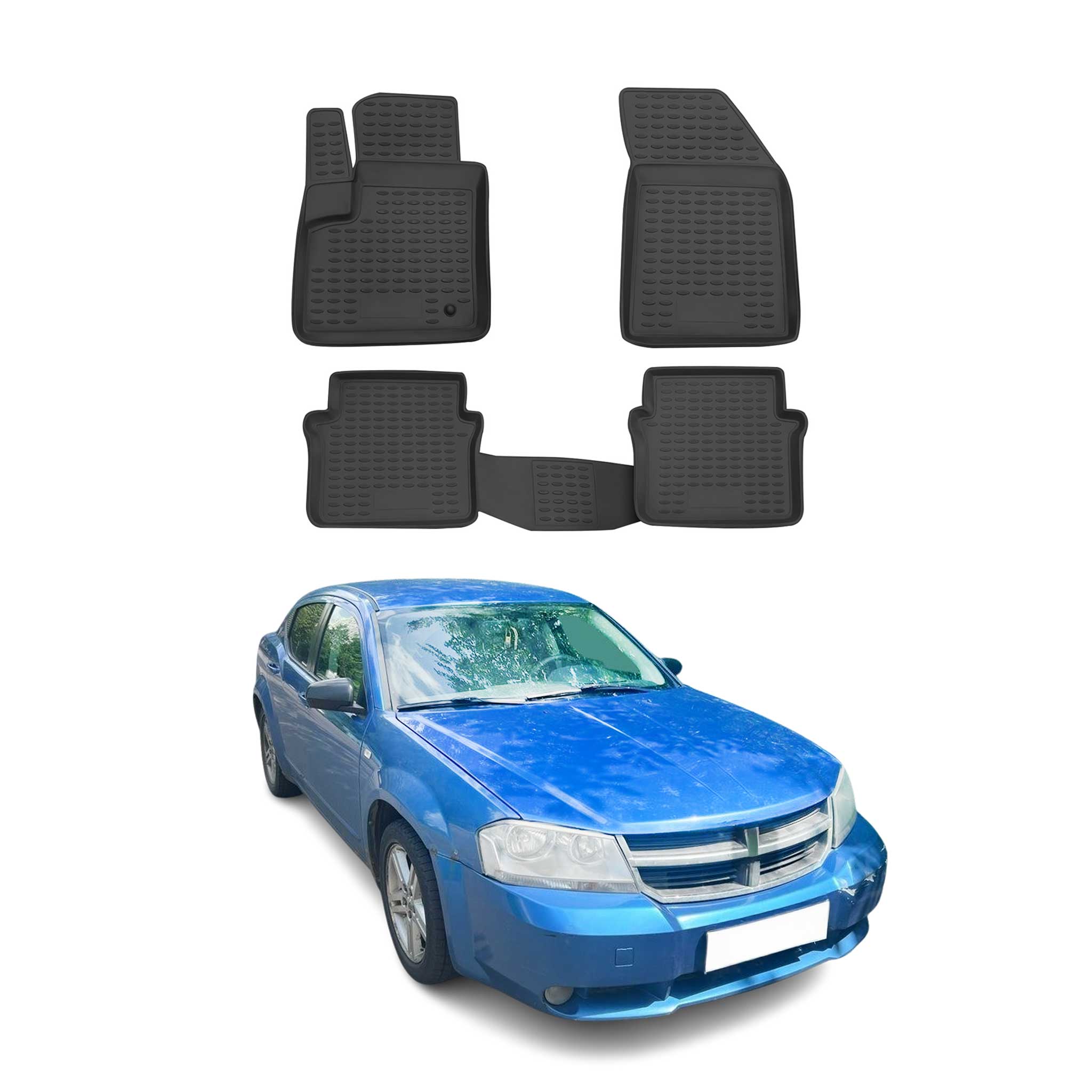 OMAC Alfombrillas De Coche para Dodge Avenger 2008-2014 Negro Goma TPE 4Pza