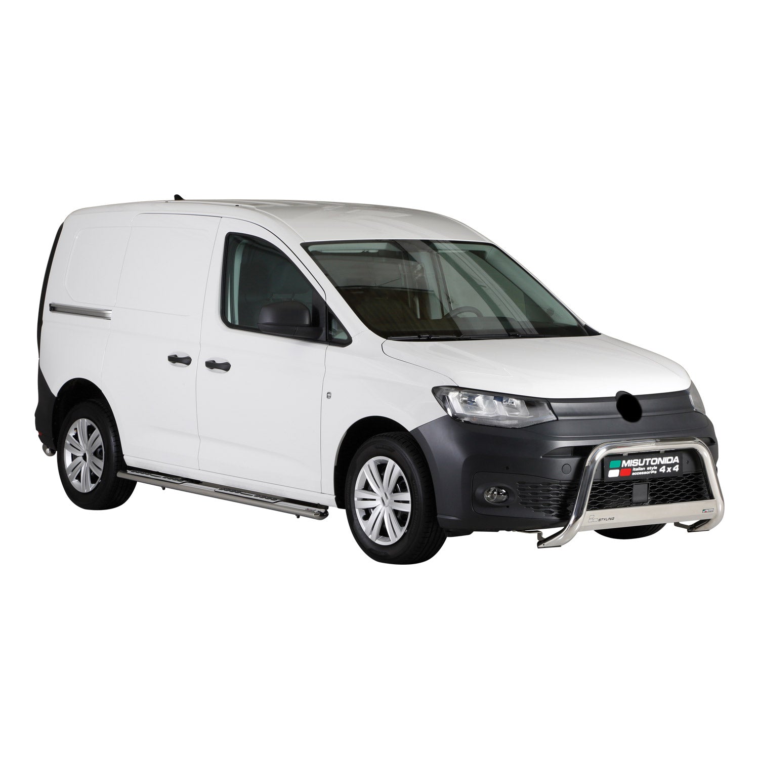 Par de Estribos Barras Laterales para VW Caddy 2021-2025 Plata Acero 2x