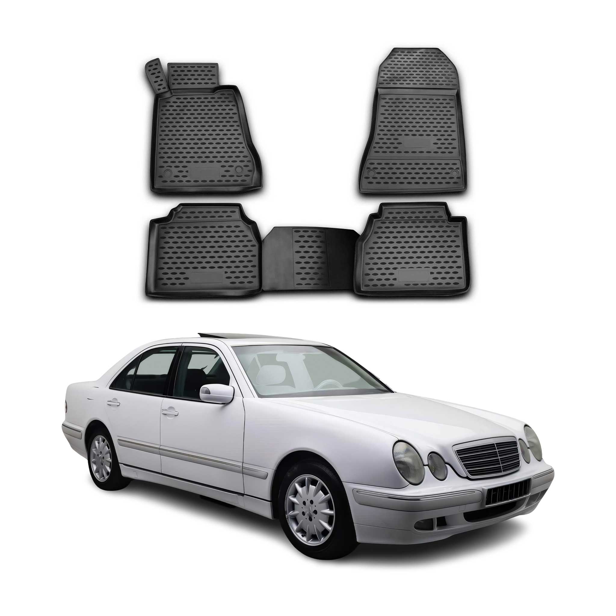 OMAC Alfombrillas De Coche para Mercedes W210 1995-2002 Negro Goma TPE 4Pza