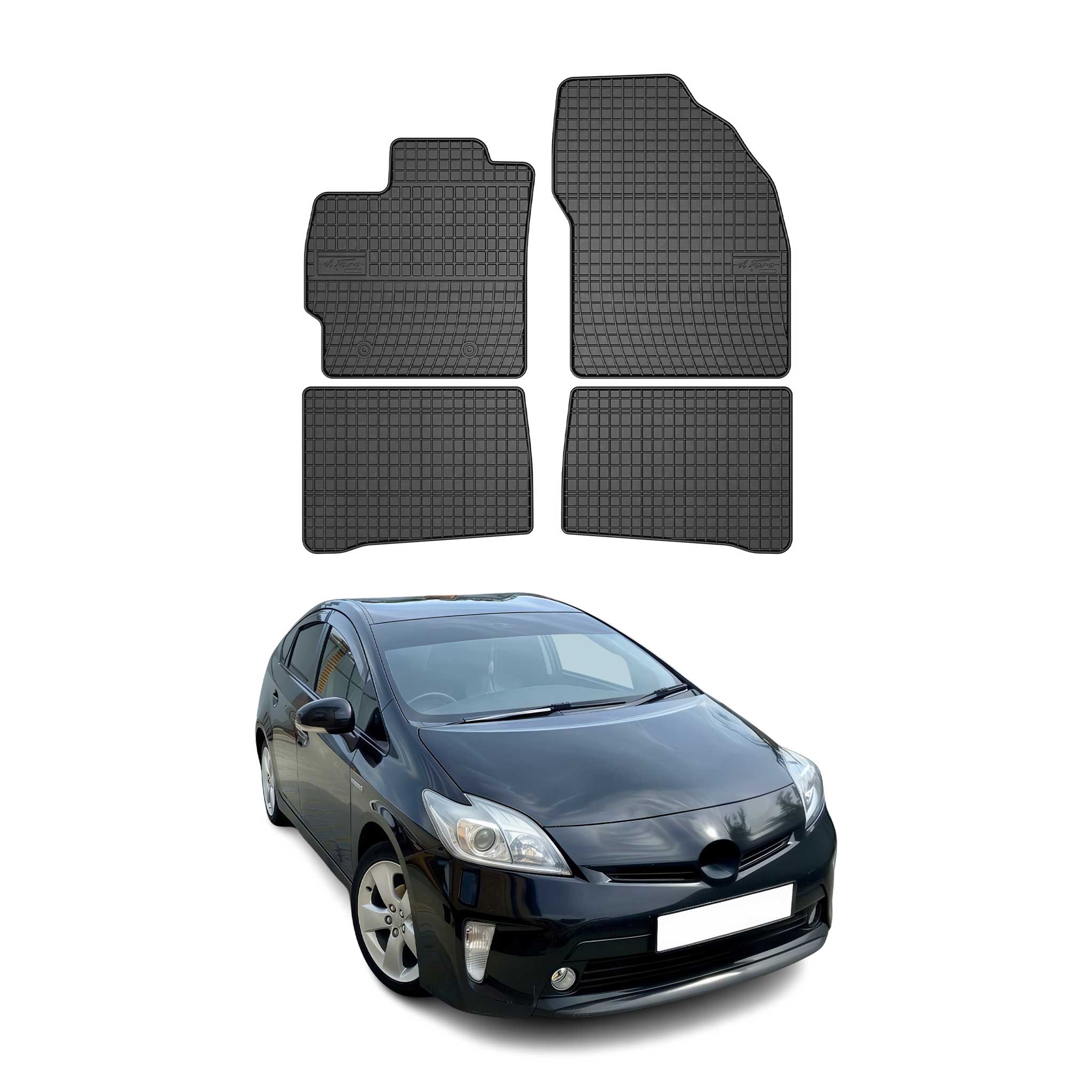 OMAC Alfombrillas De Coche para Toyota Prius 2010-2015 Negro Goma 4Pza