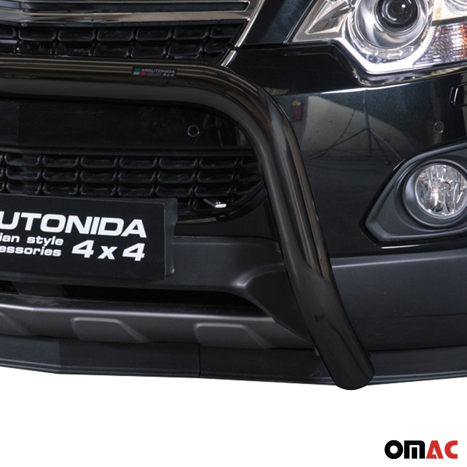 Bull Barra Frontal para Opel Antara 2011-2015 Negro Brillante Acero