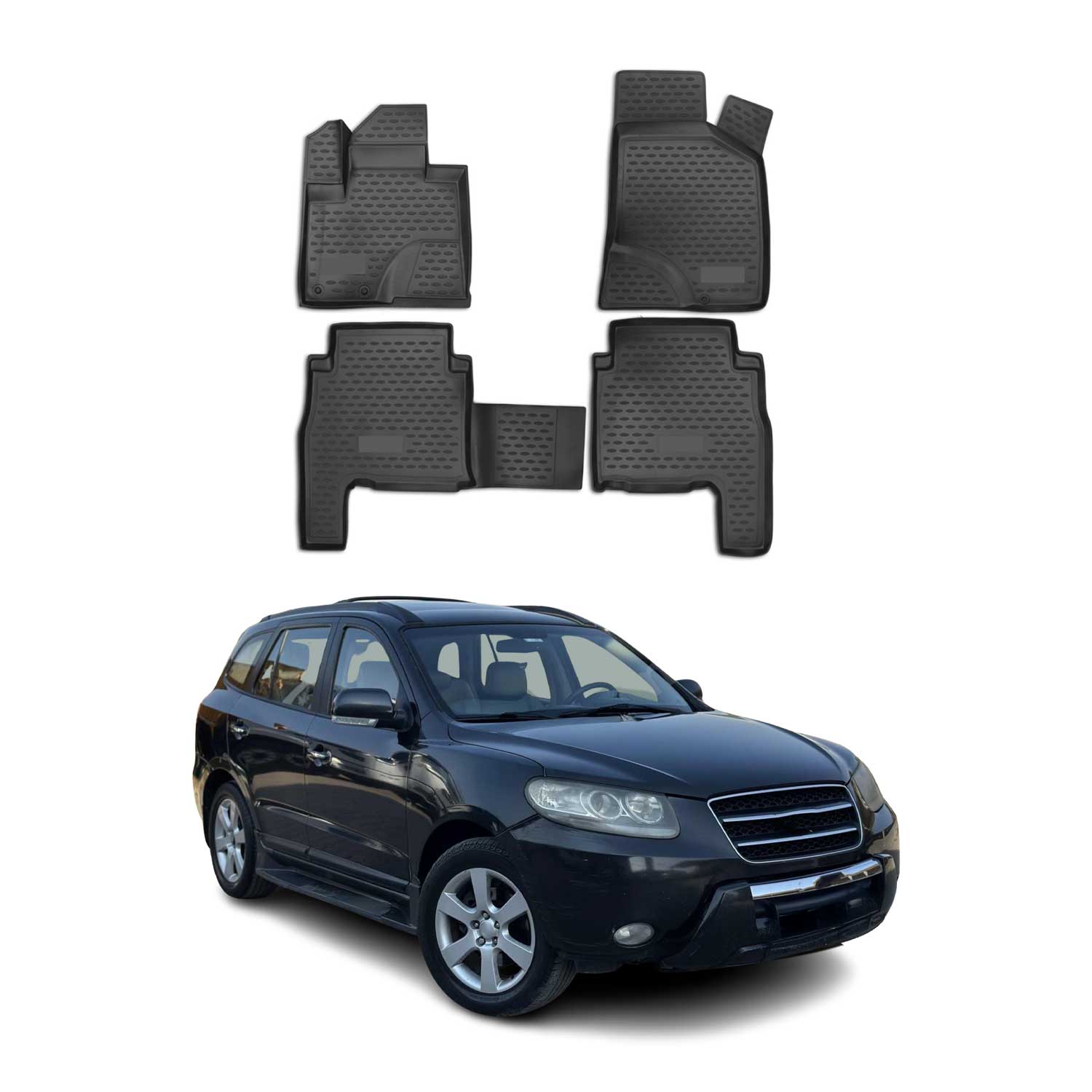 OMAC Alfombrillas De Coche para Hyundai Santa Fe 2010-2012 Negro Goma TPE 4Pza