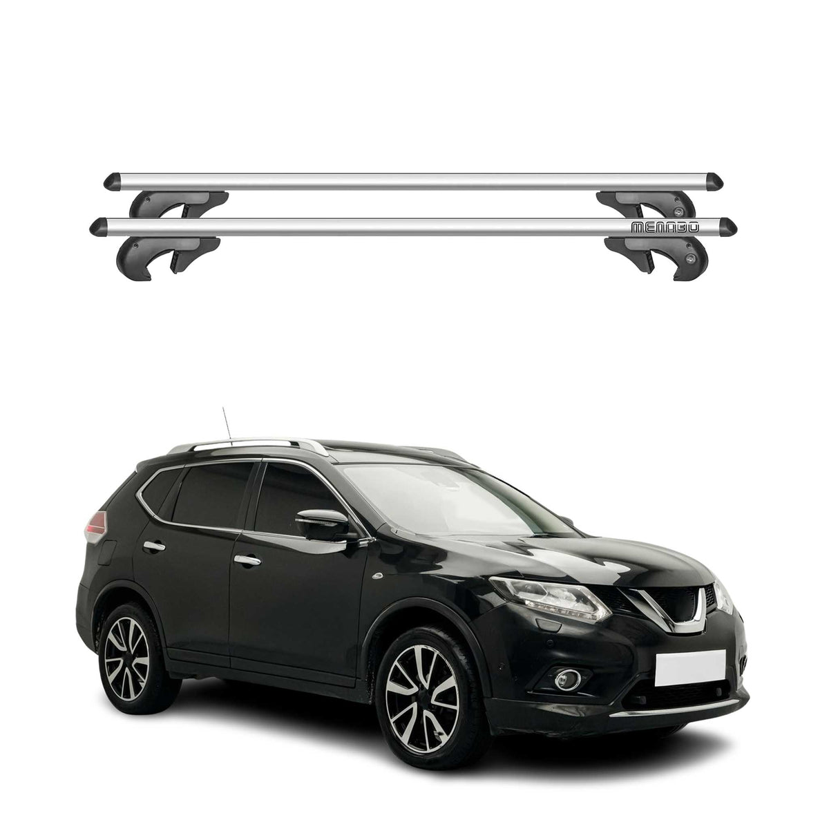 Menabo Barras de Techo Coche Barra para Nissan X-Trail T32 2013-2019 Gris Alu 2x