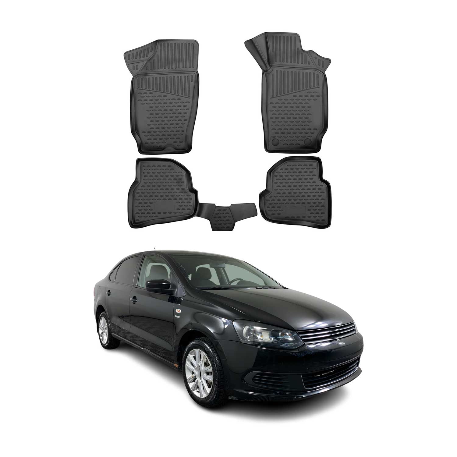OMAC Alfombrillas De Coche para VW Polo 2010-2014 RHD Negro Goma TPE 4Pza
