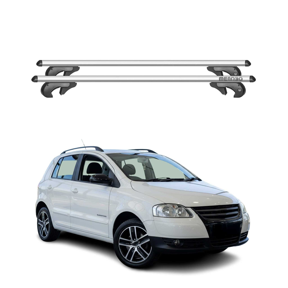 Menabo Barras de Techo Baca para VW SpaceFox 5Z 2005-2011 Gris Aluminio 2Pza
