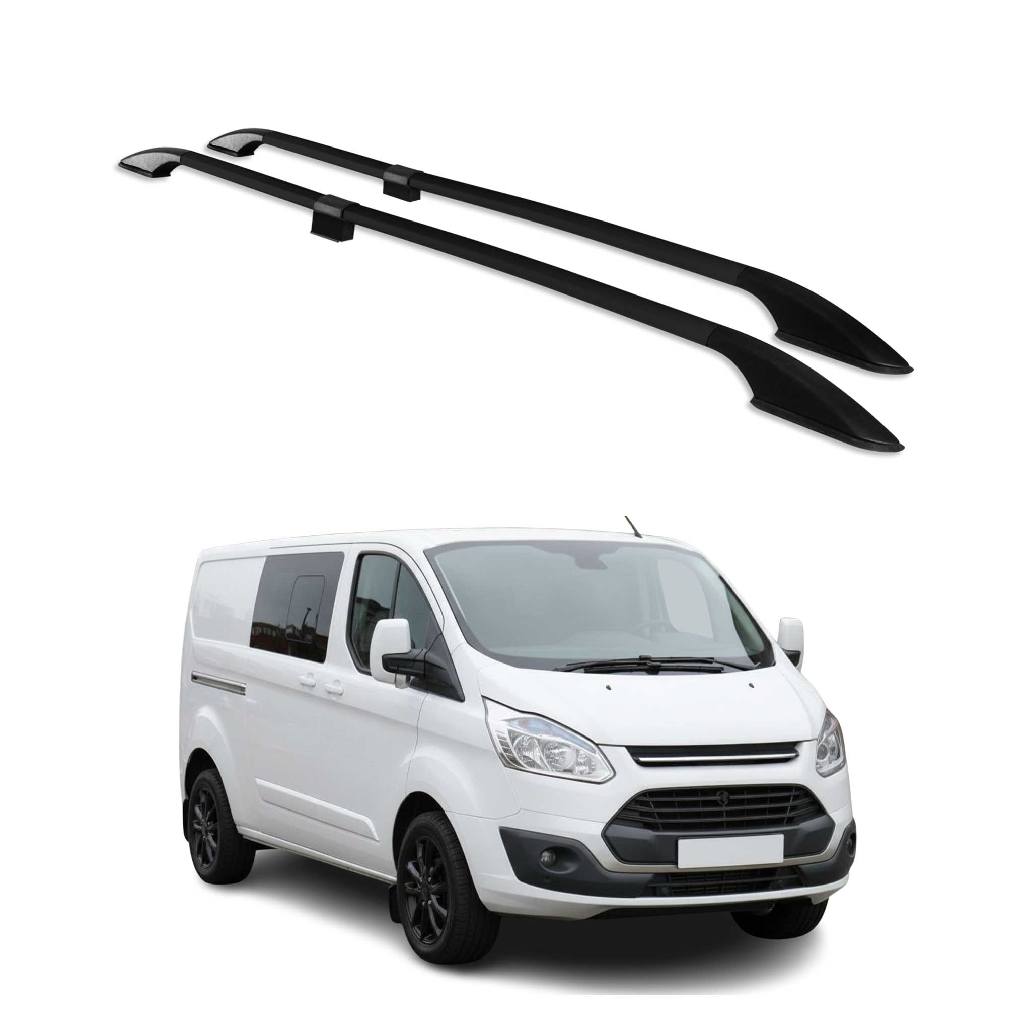 Rieles de Techo Coche para Ford Transit Tourneo Custom 2013-2023 L2 Negro Alu