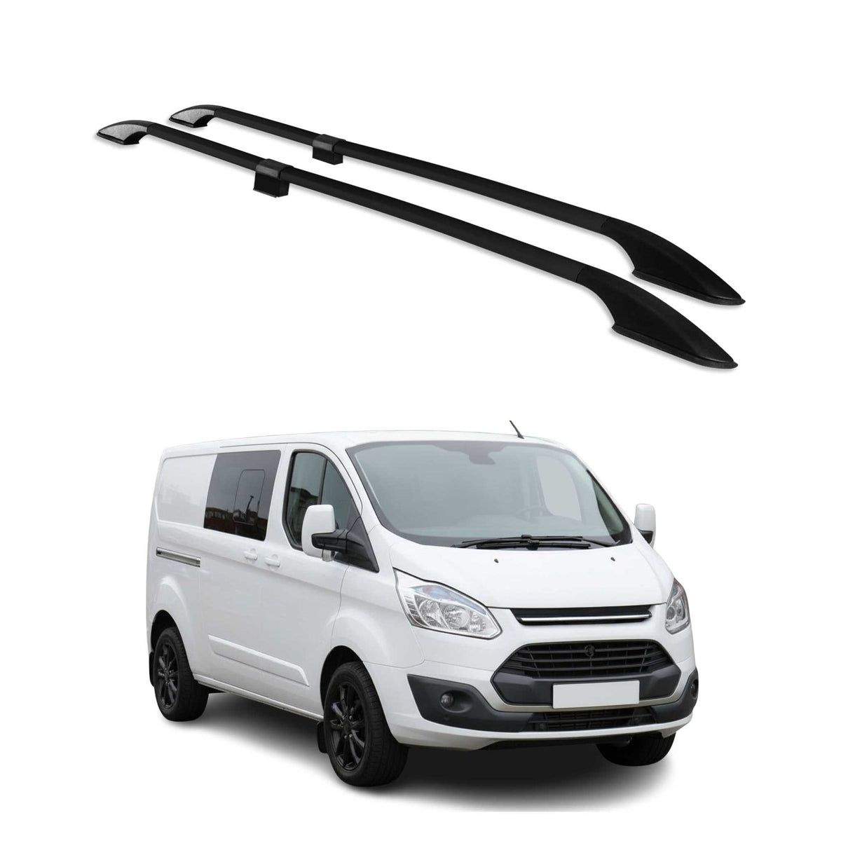 Rieles de Techo Coche para Ford Transit Tourneo Custom 2012-2024 L2 Negro Alu