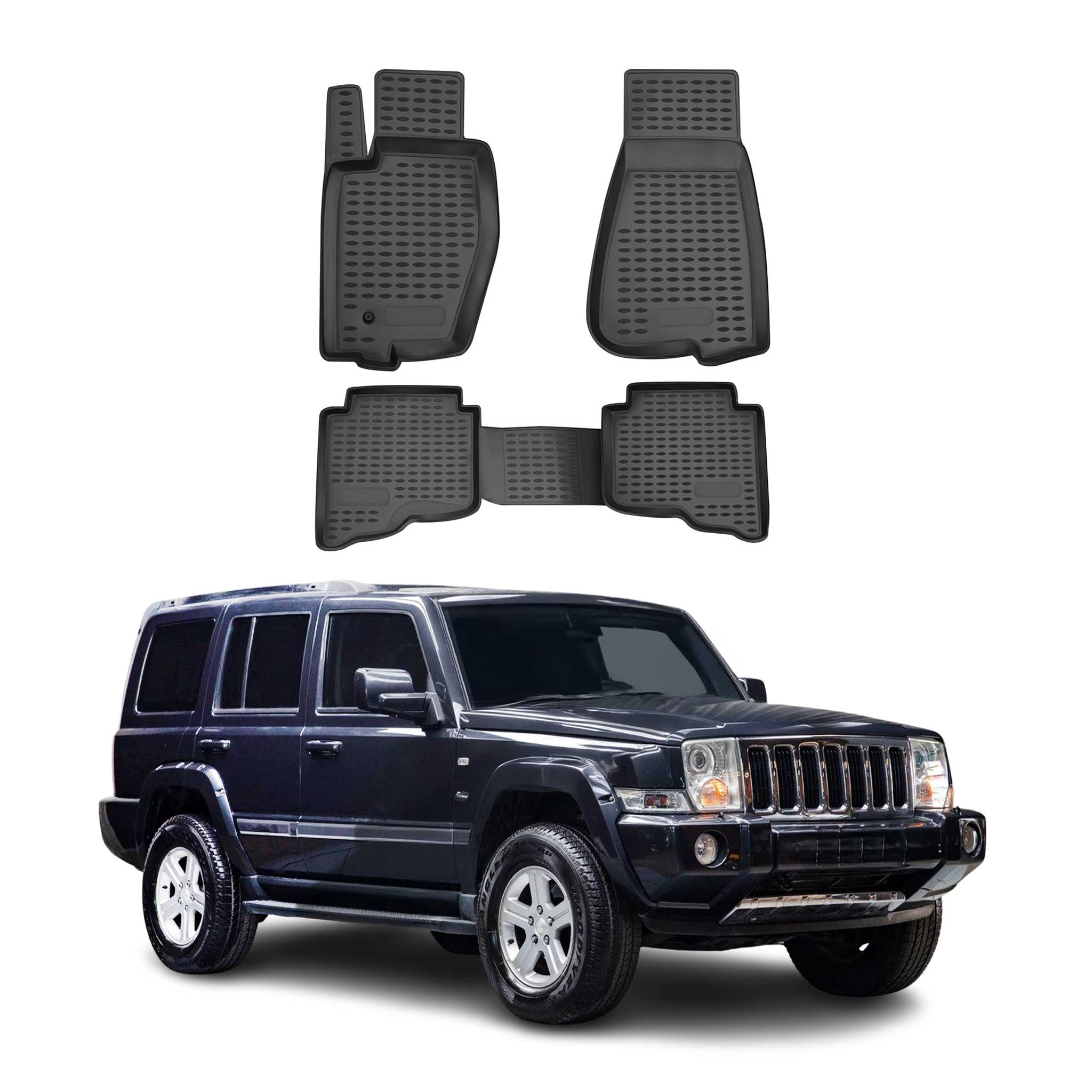 OMAC Alfombrillas De Coche para Jeep Commander 2005-2011 Negro Goma TPE 4Pza