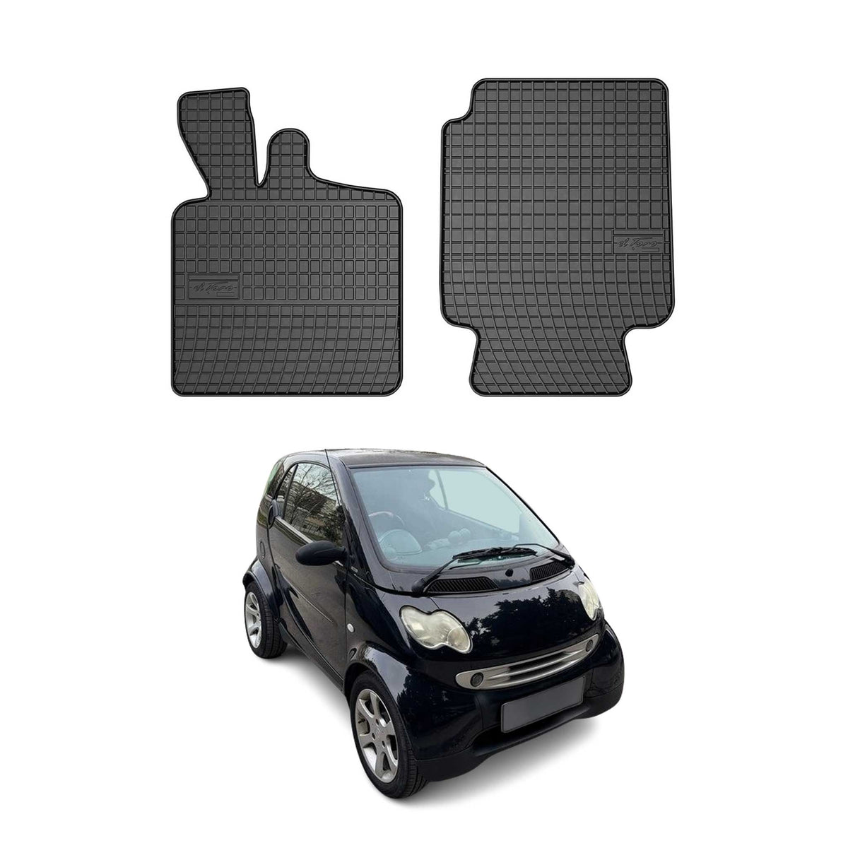 OMAC Alfombrillas De Coche para Smart ForTwo 1998-2007 Negro Goma 2Pza