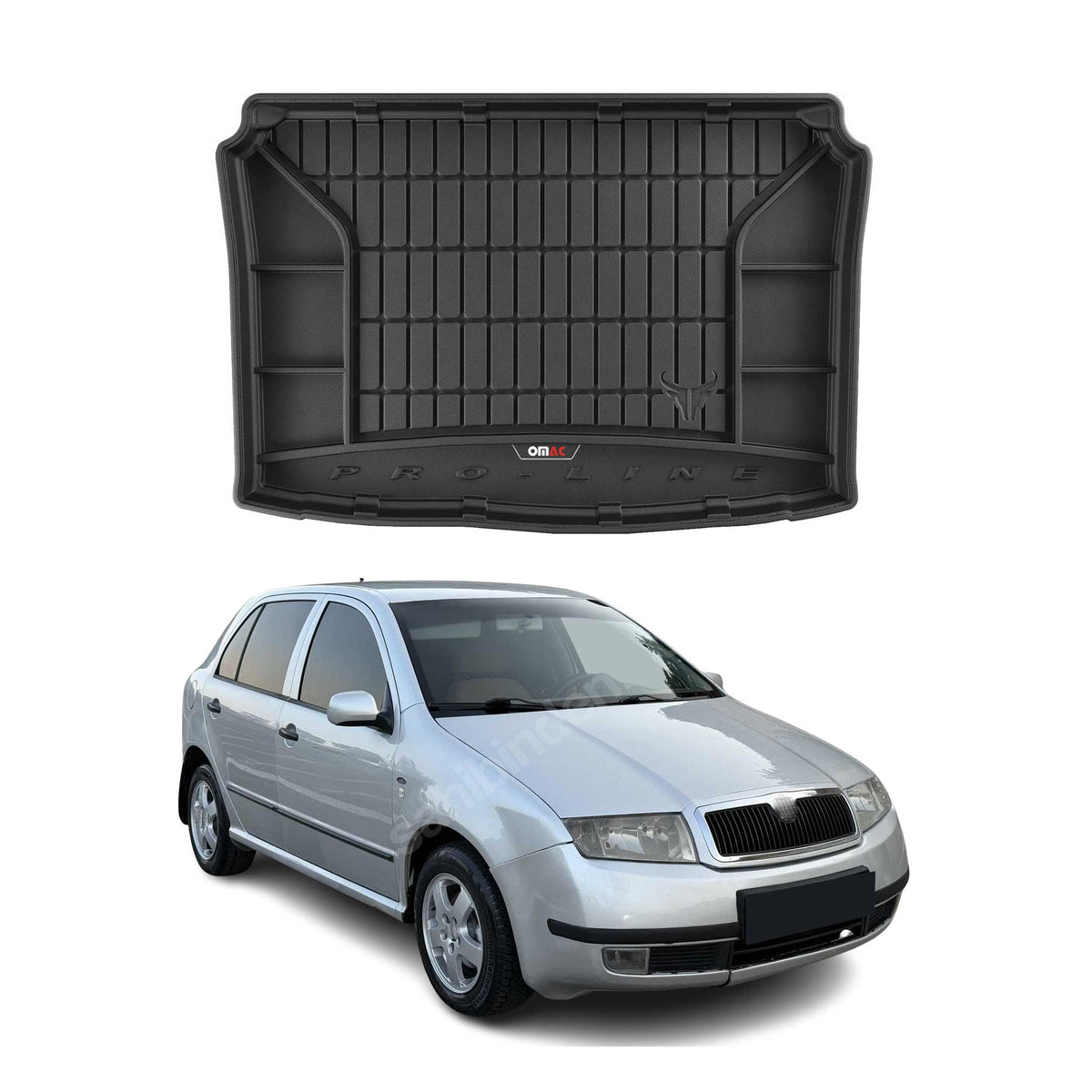 OMAC Premium Bandeja Maletero Alfombrilla para Skoda Fabia 1999-2007 Negro TPE