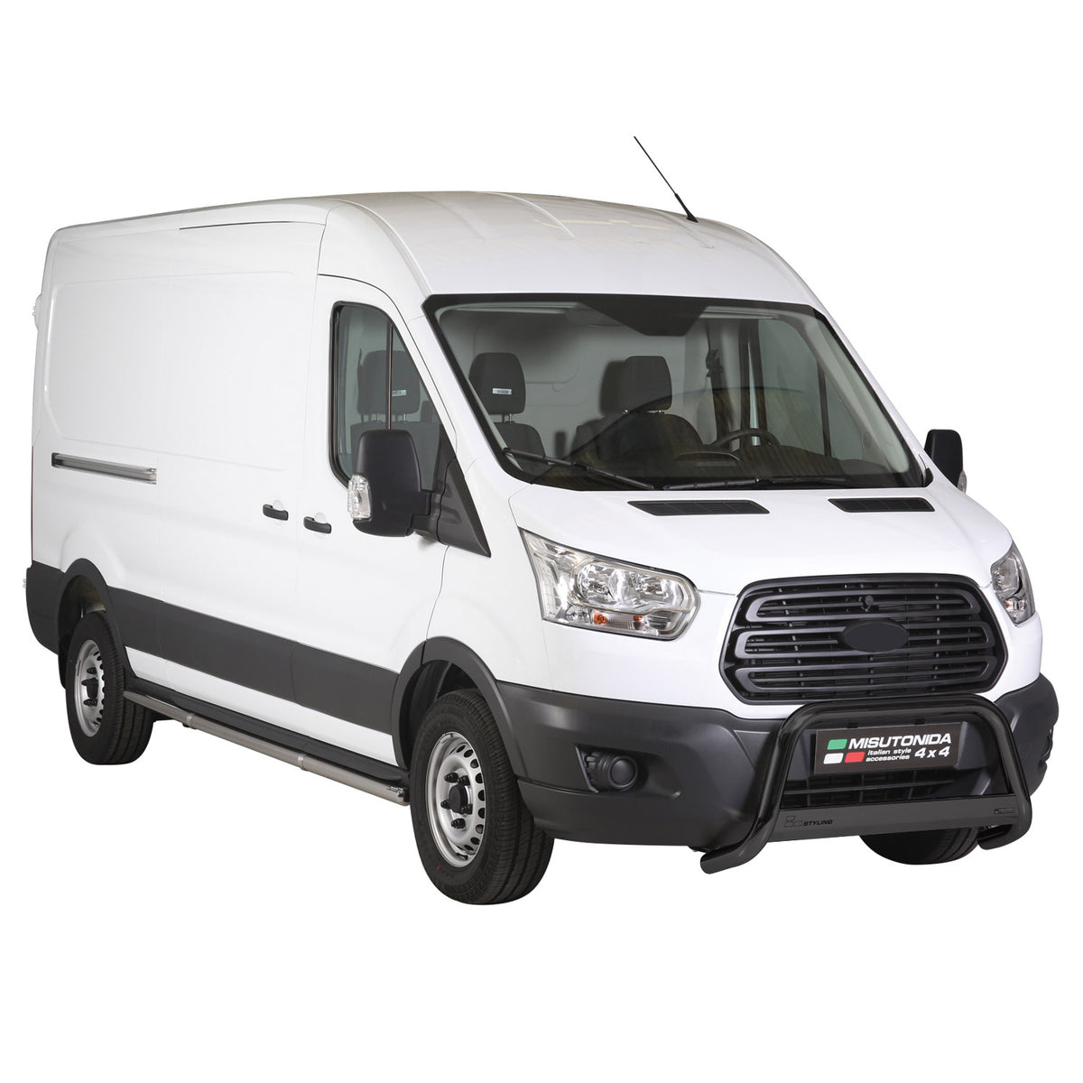 Bull Barra Frontal para Ford Transit 2014-2025 Negro Brillante Acero 1Pza