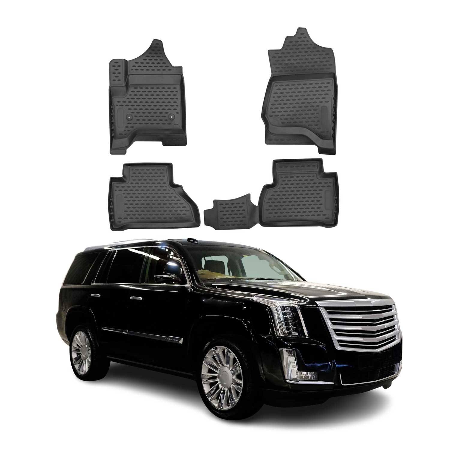 OMAC Alfombrillas De Coche para Cadillac Escalade ESV 2007-2014 Negro Goma 4 Pza