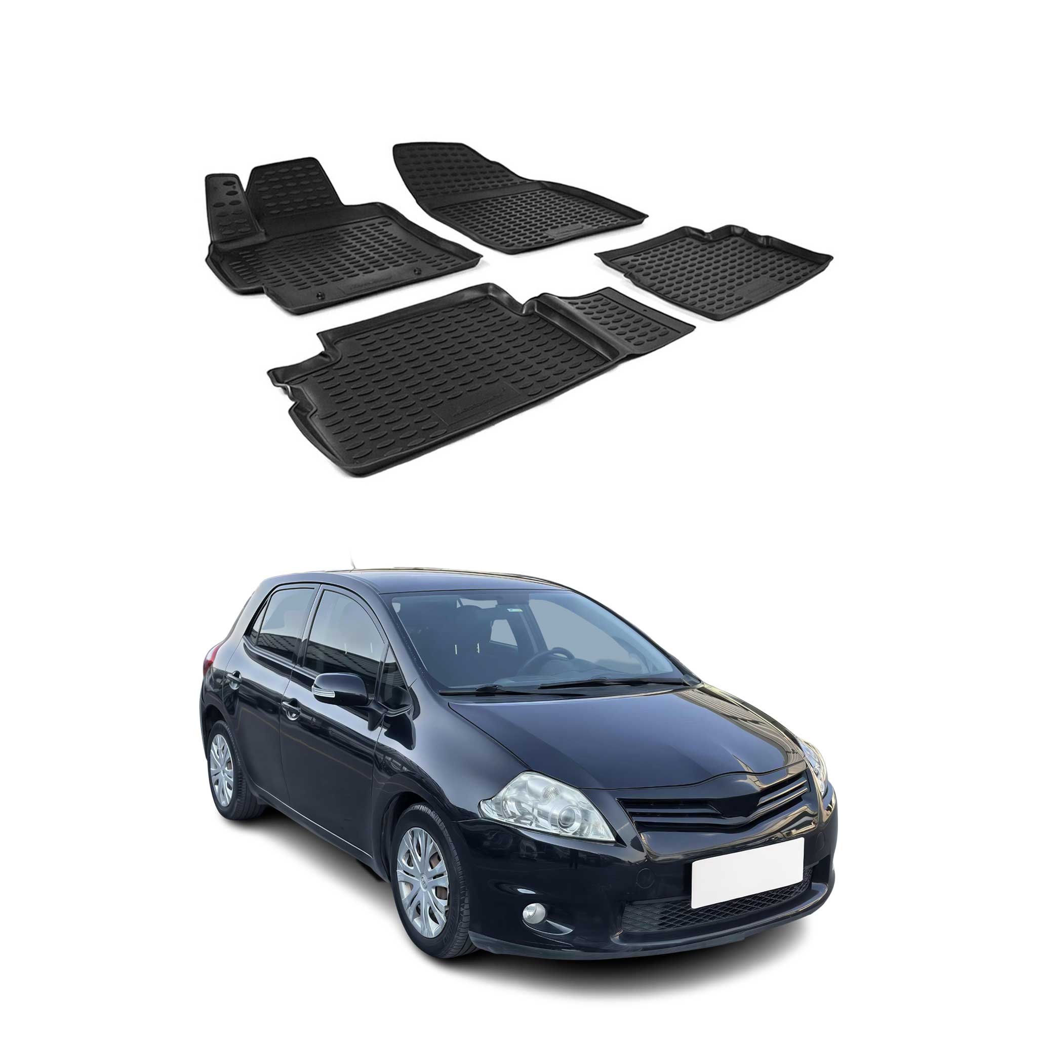 OMAC Alfombrillas De Coche para Toyota Auris 2007-2012 Negro Goma TPE 4Pza
