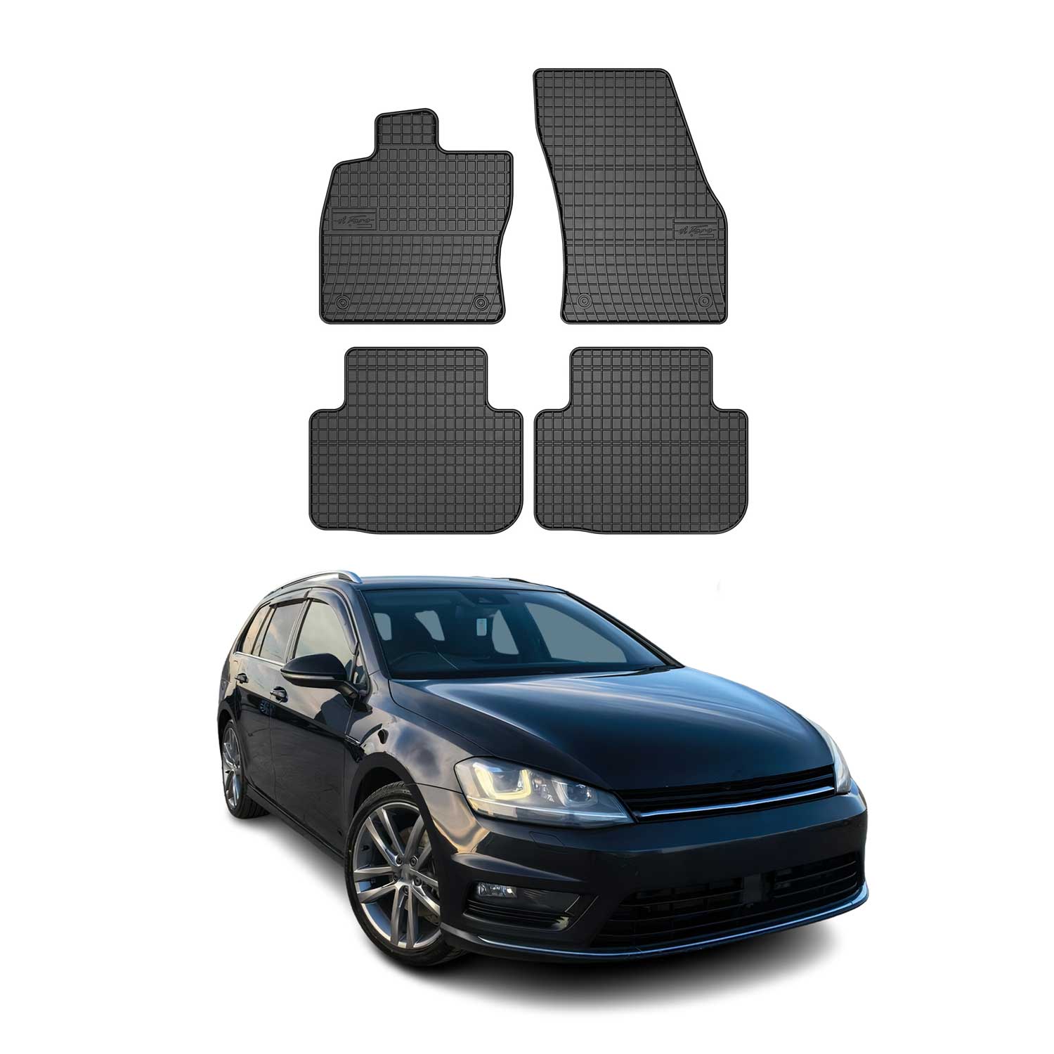 OMAC Alfombrillas De Coche para VW Golf Sportsvan 2014-2020 Negro Goma 4Pza