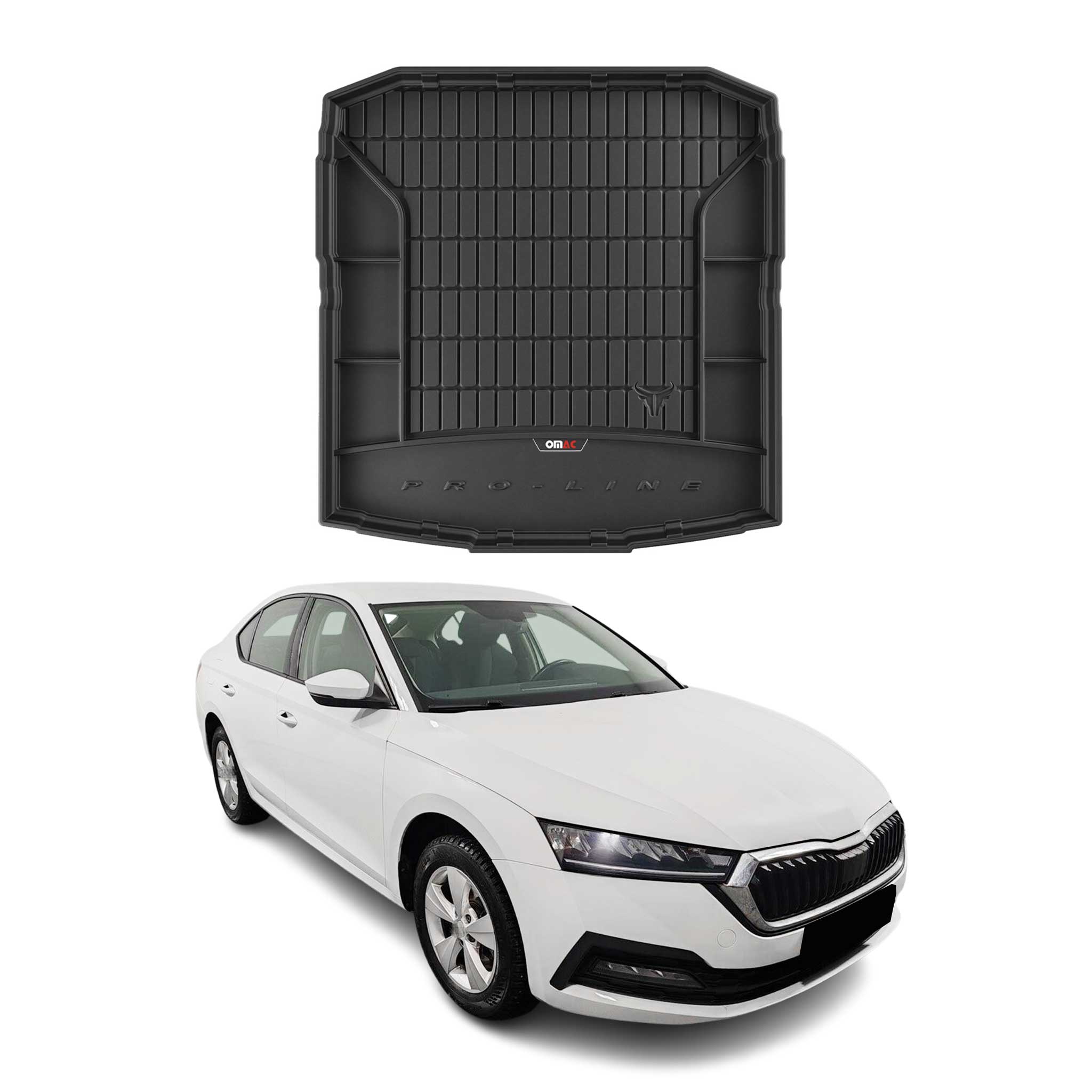 OMAC Premium Bandeja Maletero Alfombrilla para Skoda Octavia 2019-2025 Negro TPE