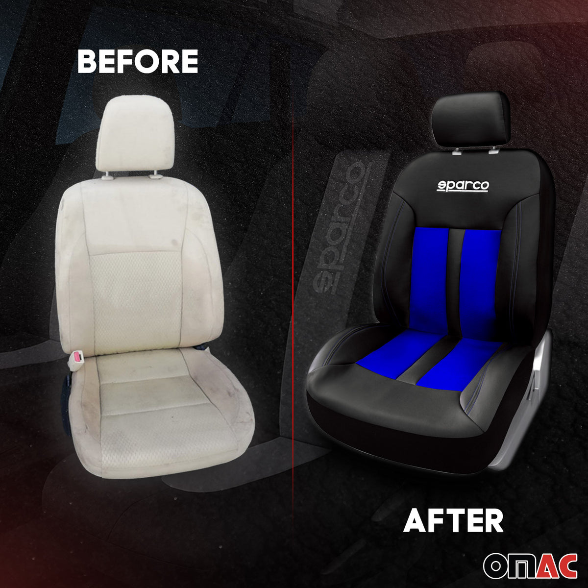 Sparco Funda de Asiento Universal Negro Asientos delanteros azules 2Pza