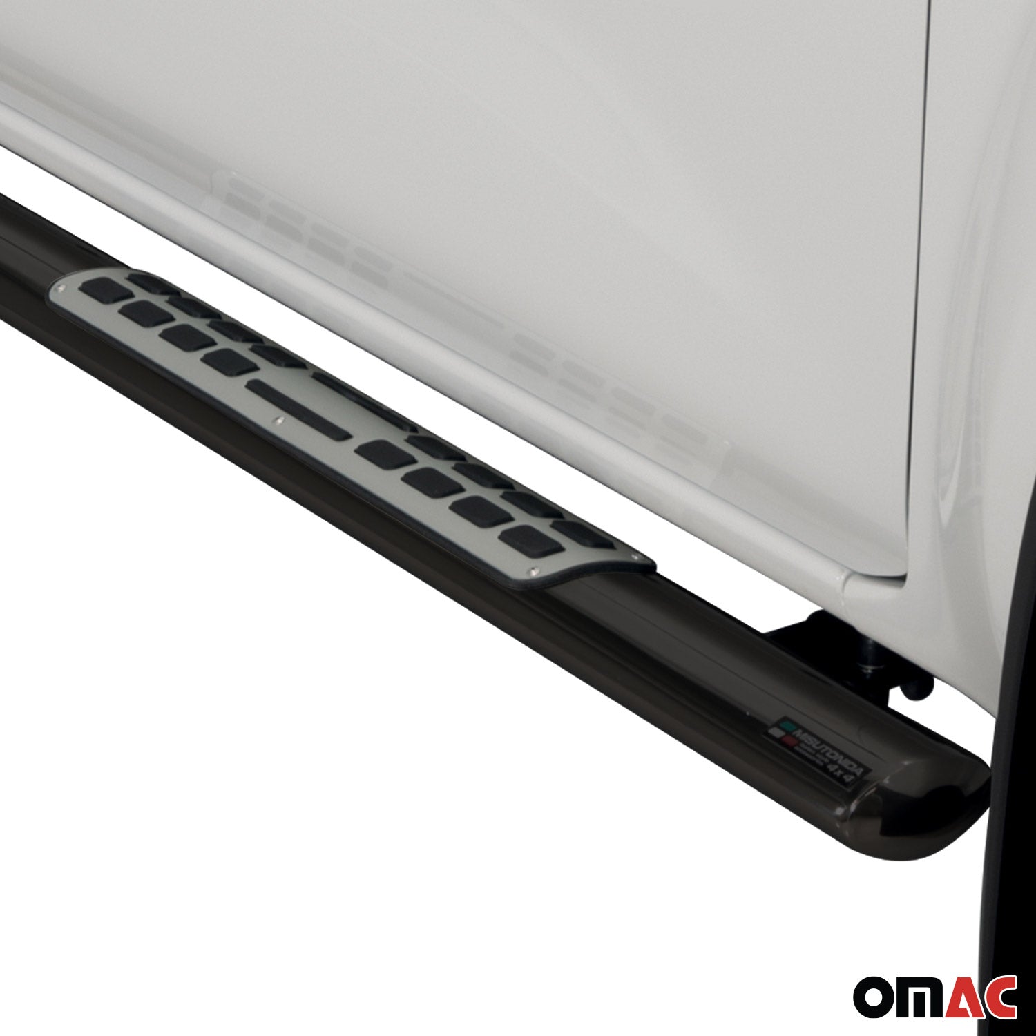 Par de Estribos Barras Laterales para Renault Alaskan 2017-2021 Negro Acero