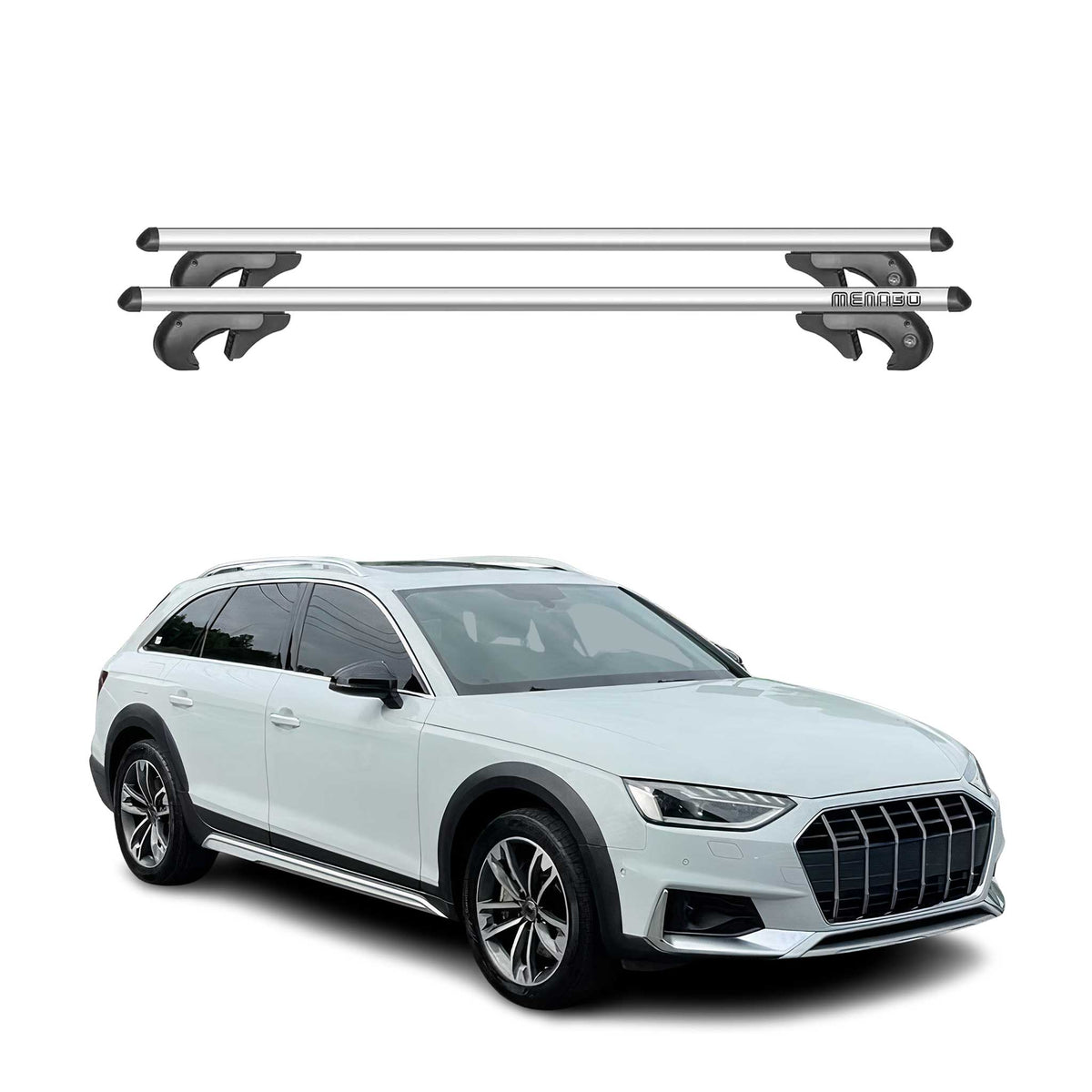 Menabo Barras de Techo Coche Barra para Audi A4 B9 2015-2020 Gris Aluminio 2Pza