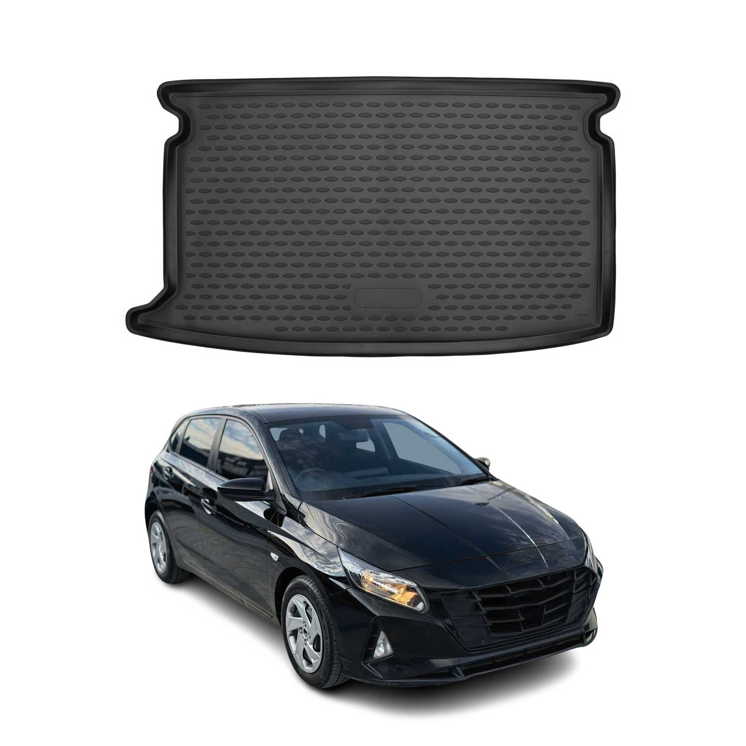 OMAC Bandeja Maletero Alfombrilla para Hyundai i20 2014-2021 Negro Goma TPE 1Pza
