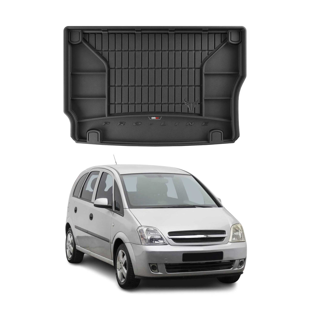 OMAC Premium Bandeja Maletero Alfombrilla para Opel Meriva 2003-2010 Negro TPE